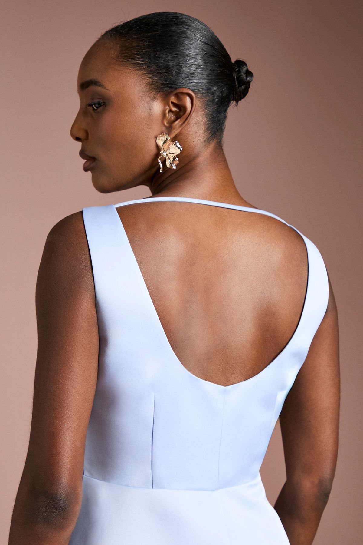 Coast Lace Hem Structured Satin Maxi Dress Pale Blue image 4