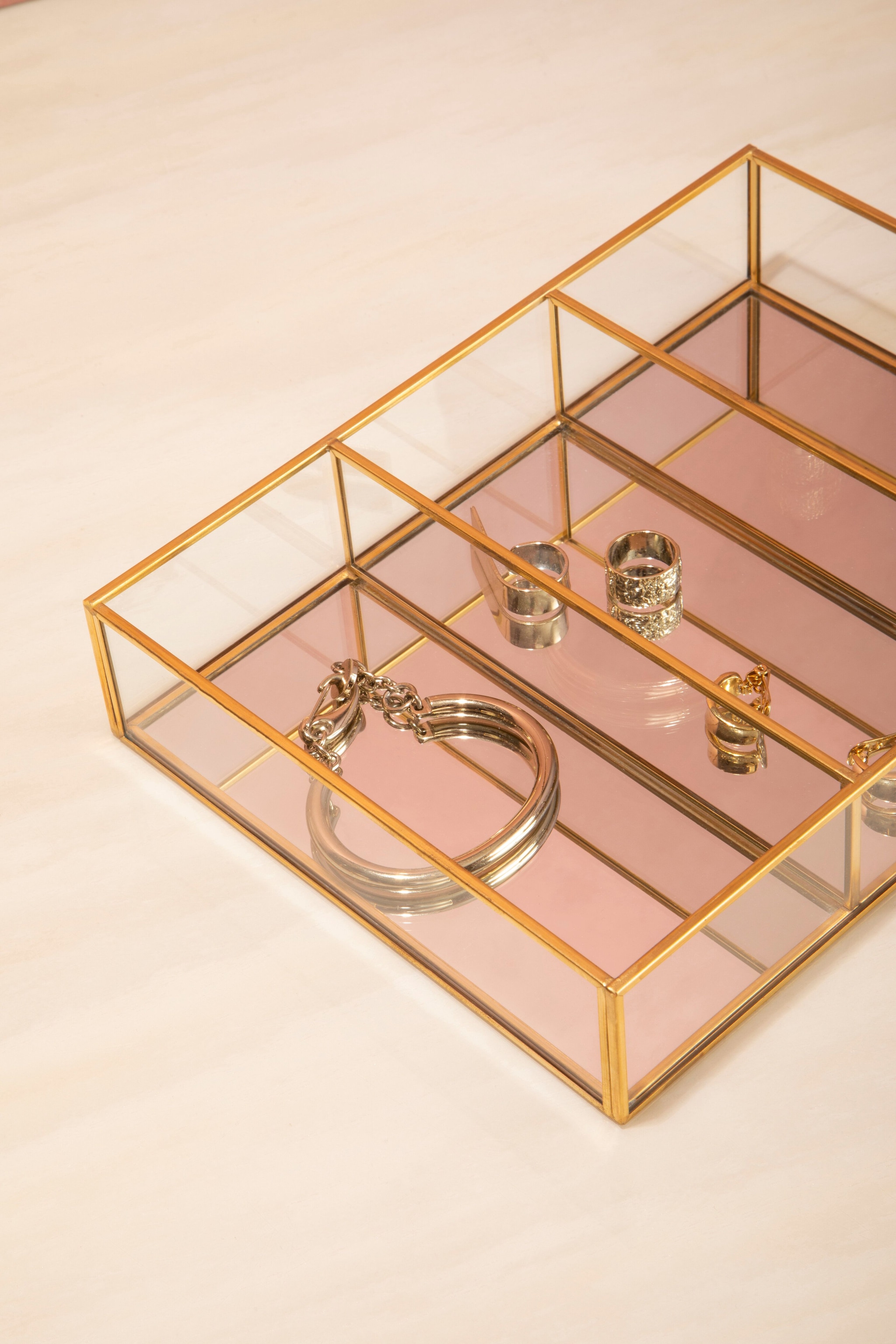 Orsina Beauty 3 Compartments Clear Glass Makeup Organiser image 4