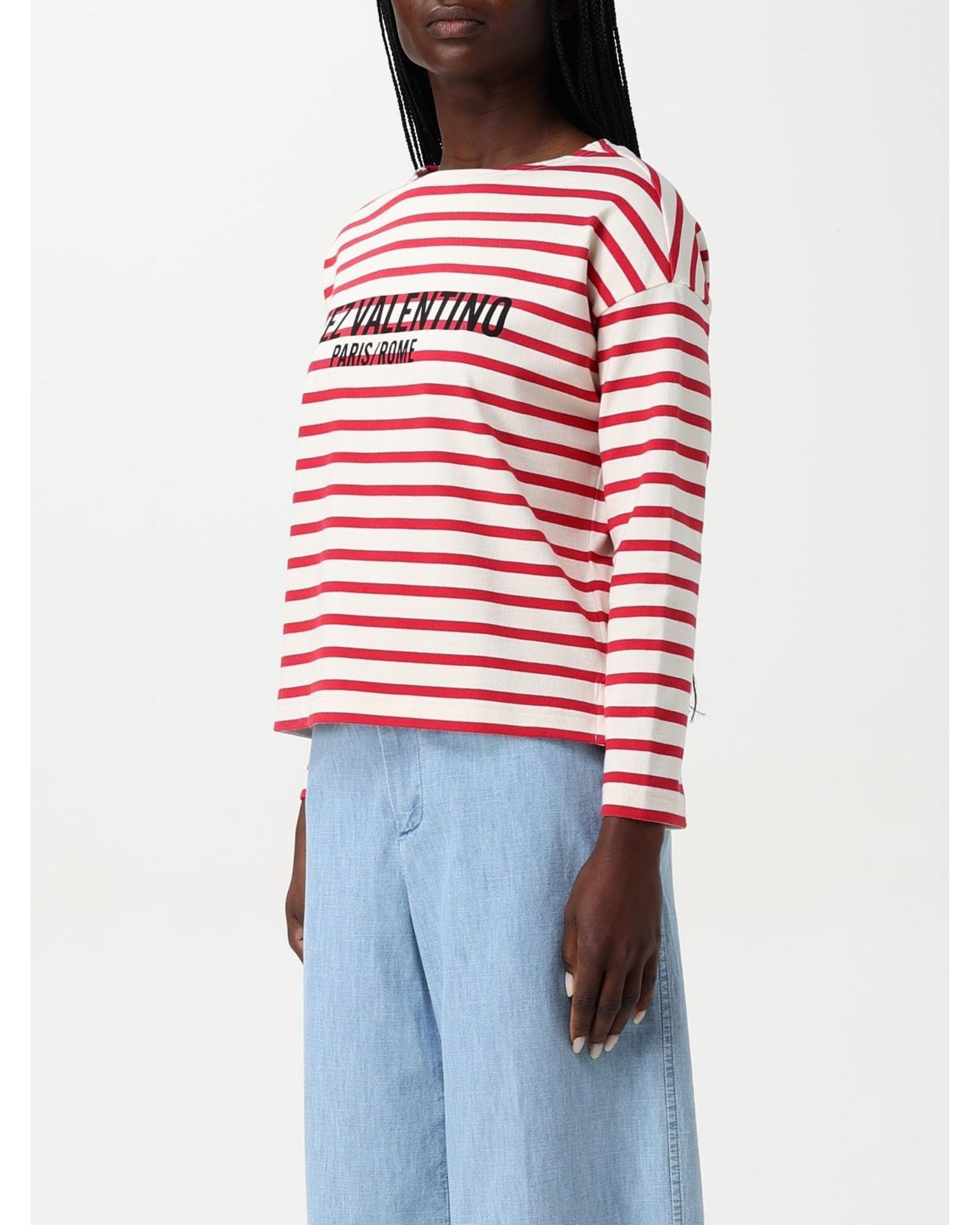 Valentino Striped Long Sleeve Top Wo - Red T-Shirts image 4