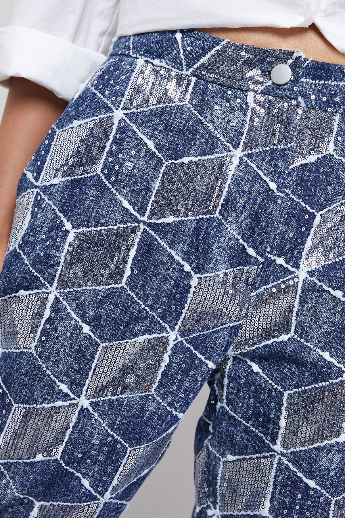 Warehouse Patterned Sequin Denim Jean Denim image 5