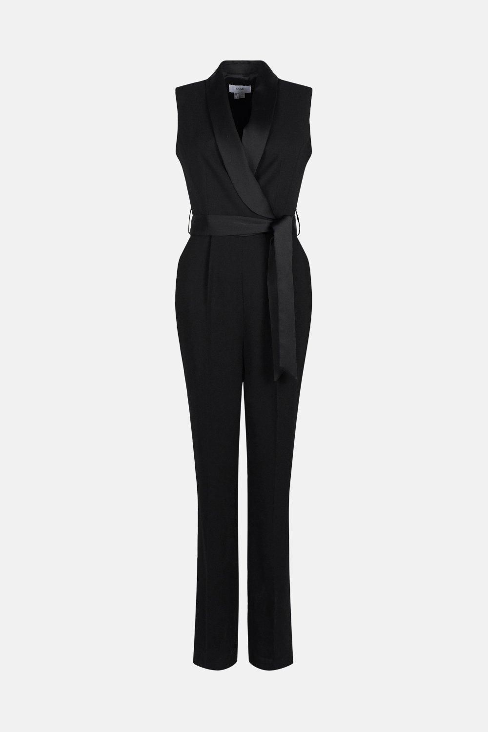 Coast Straight Leg Tie Waist Tux Wrap Jumpsuit Black image 4