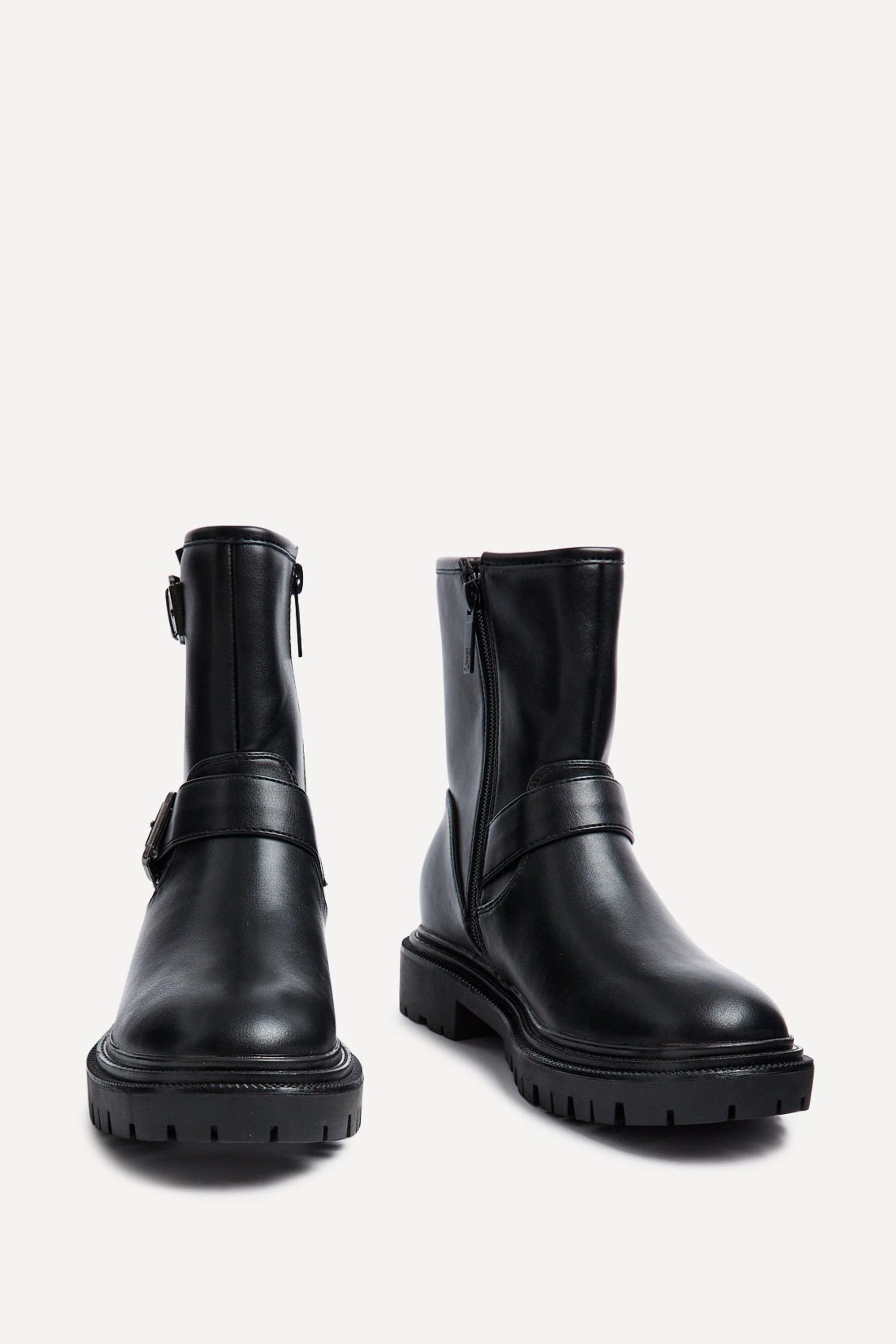 Linzi Trinity Black Faux Leather Biker Style Boot image 3