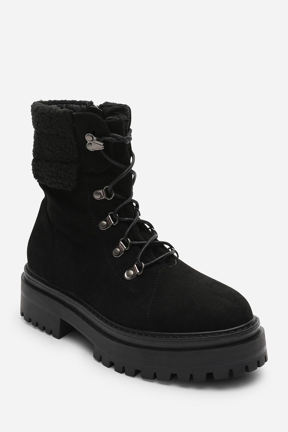 Where's That From 'Una' Suede Lace-Up Ankle Boots with Faux Fur Trim and Chunky Sole image 3