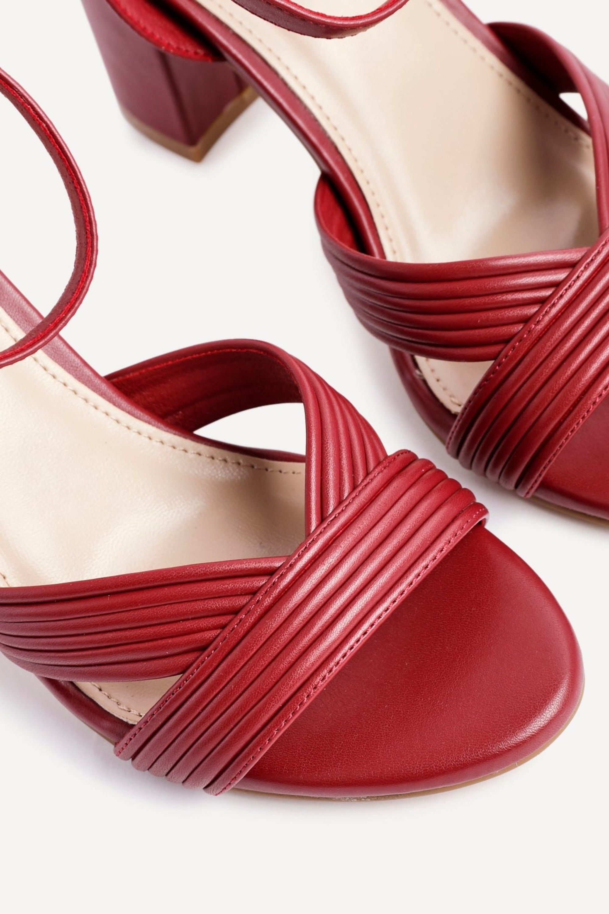 Linzi City Burgundy Faux Leather Block Heel image 4