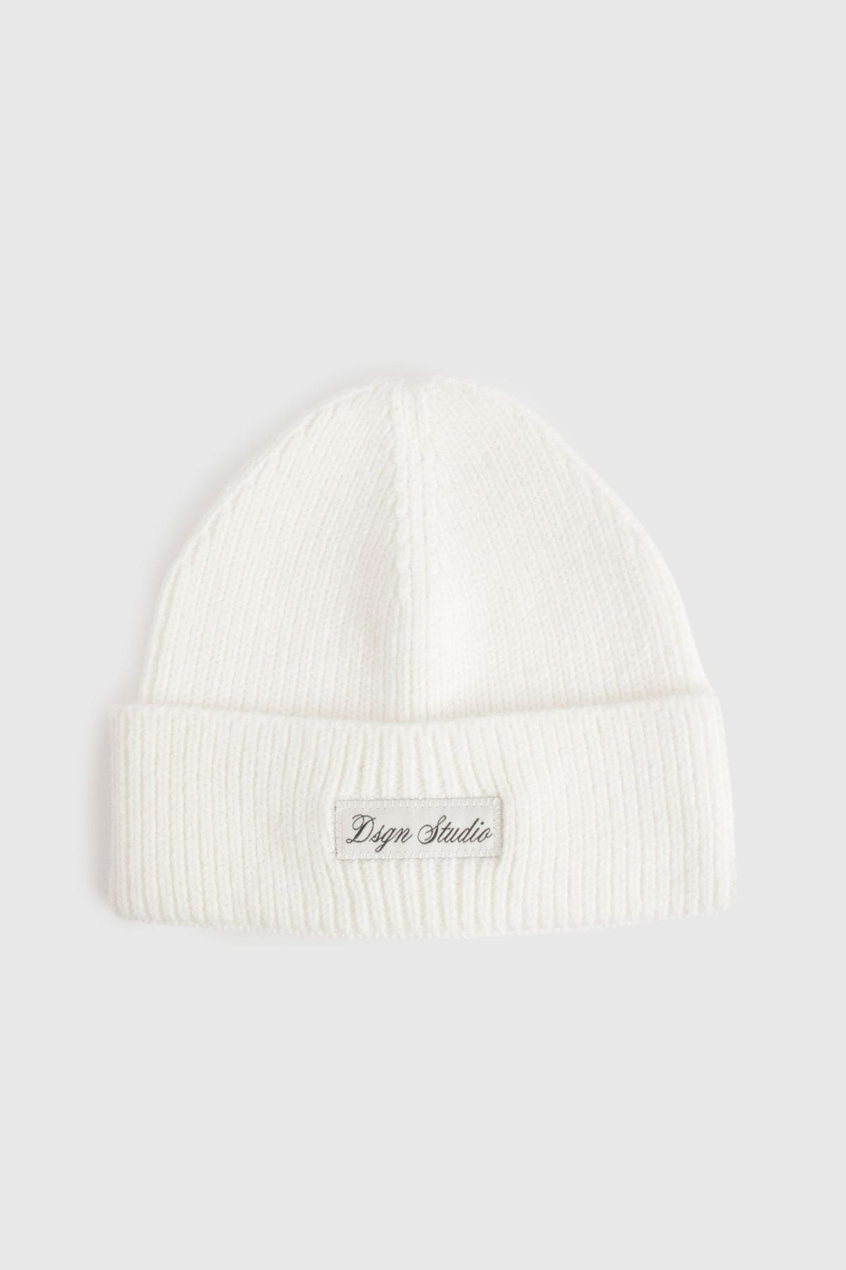 DSGN Studio DSGN Studio Rib Knit Beanie Hat Cream image 2