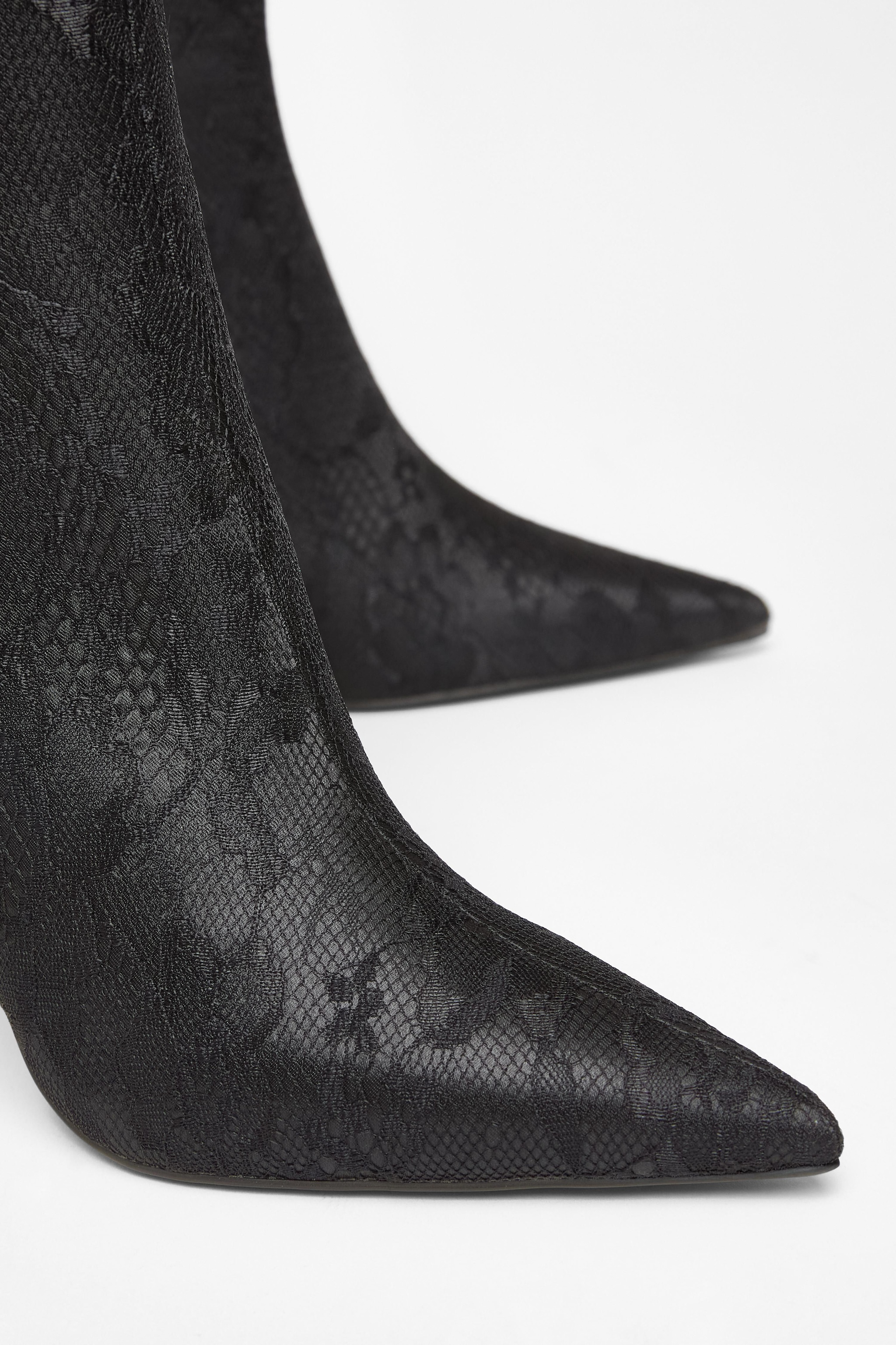 Quiz Black Lace Heeled Ankle Boots image 4