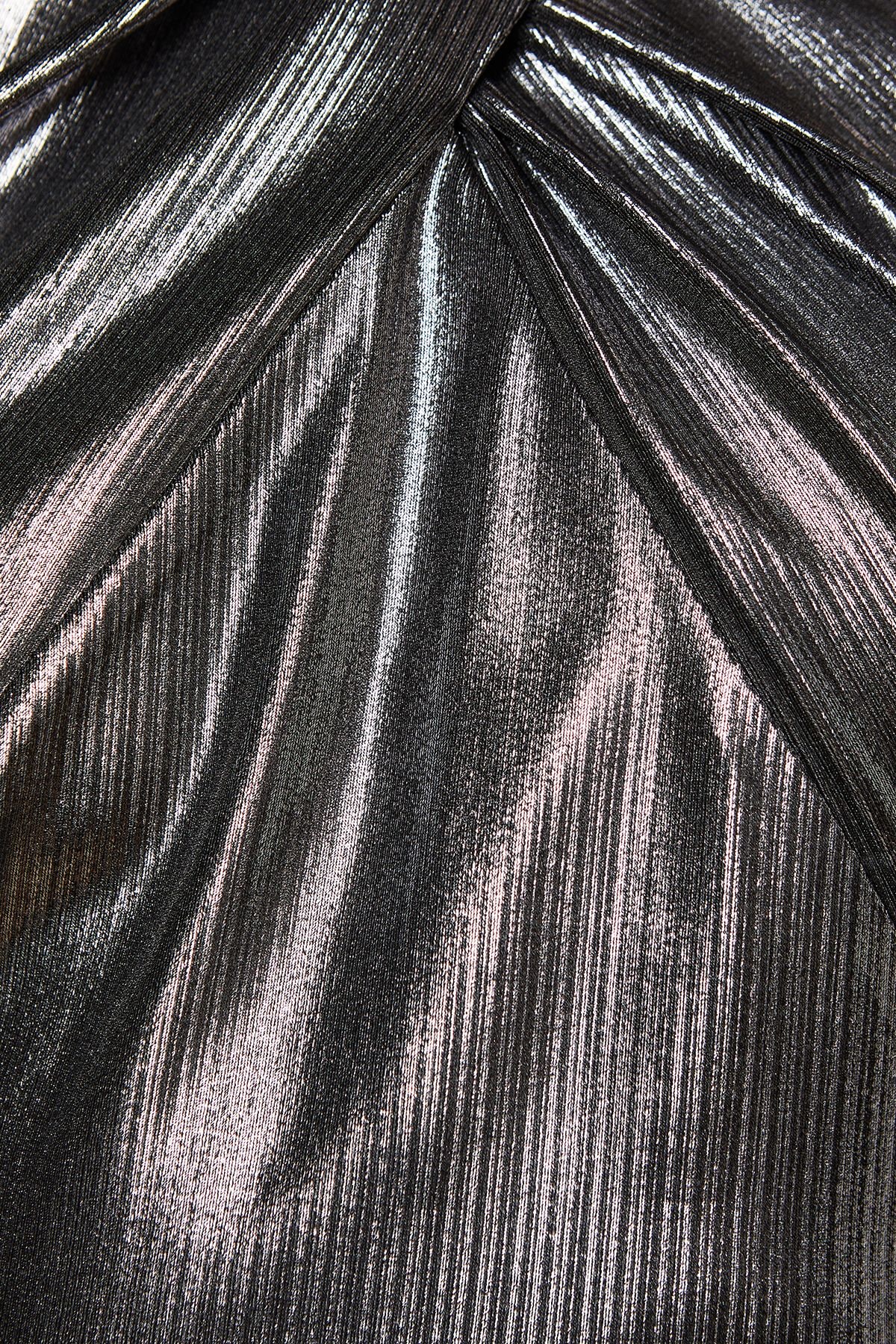 Oasis Petite Occasion Metallic Twist Neck Midaxi Dress Pewter image 5