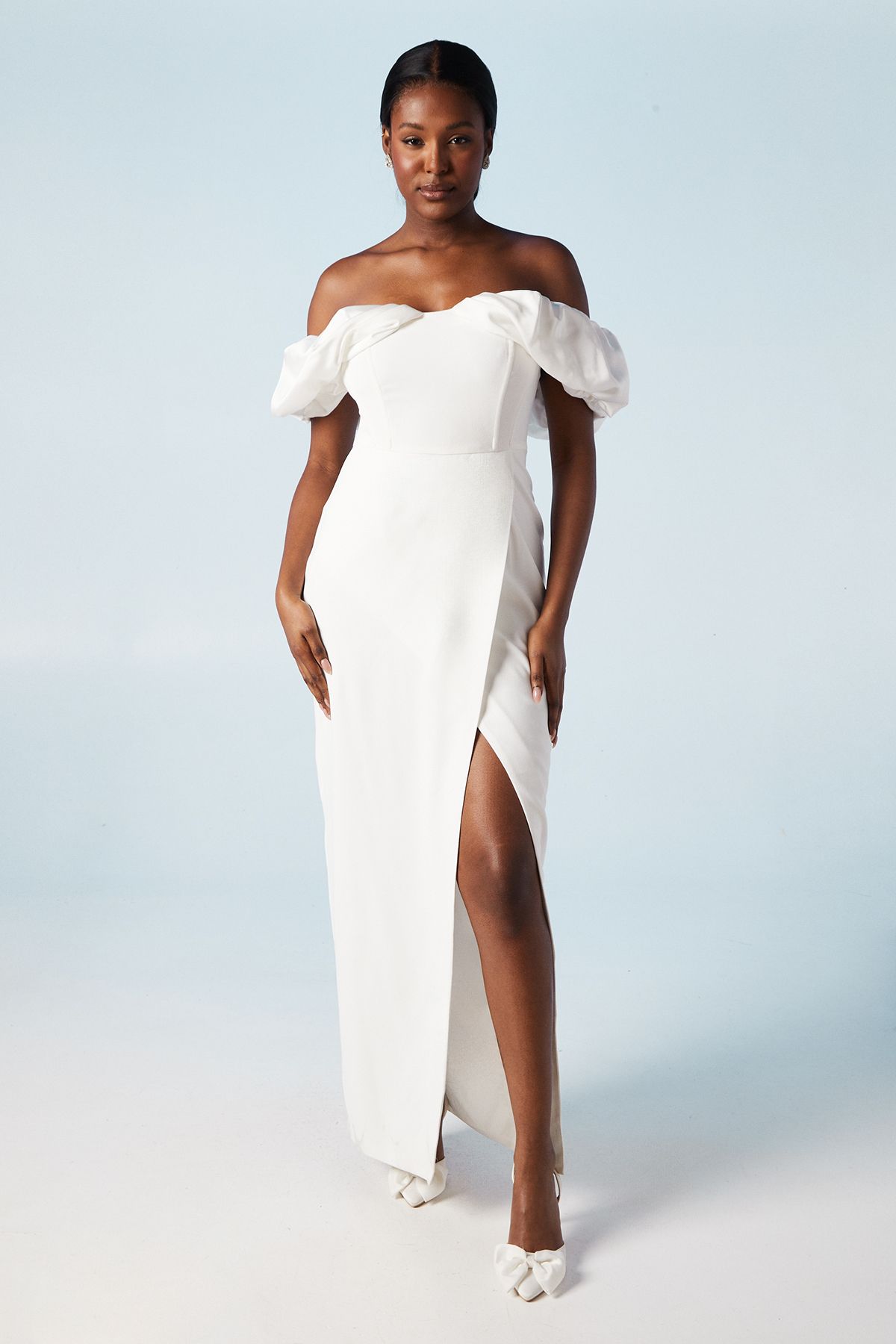 Coast Volume Sleeve Corset Column Wedding Dress Ivory image 1