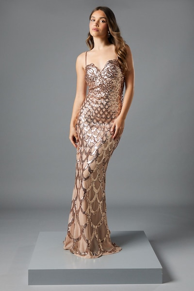 Coast Sequin Cami Maxi Dress Champagne