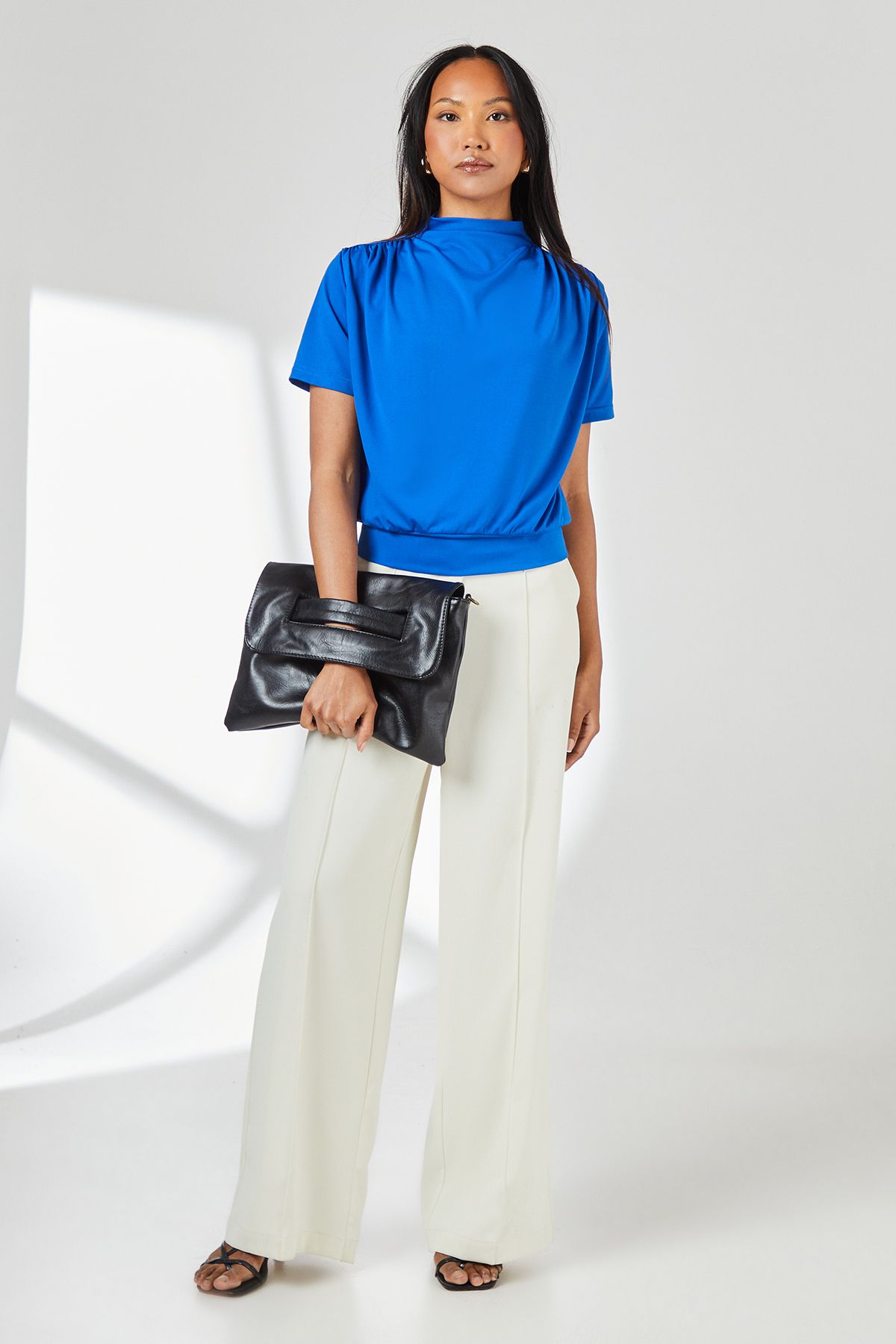 Principles Cobalt Drape Detail High Neck Jersey Top Cobalt image 2