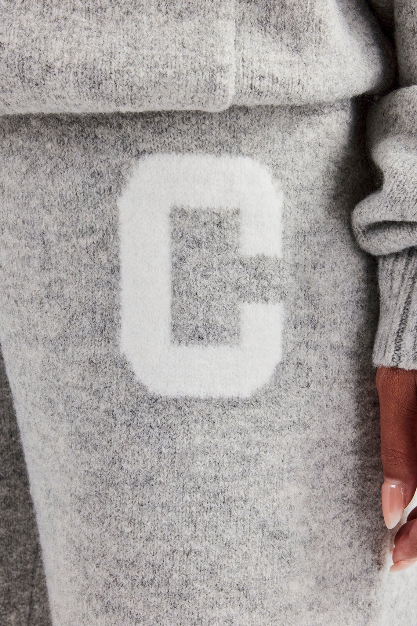 Cernucci Knitted Wide Leg Jogger - Light Grey image 3