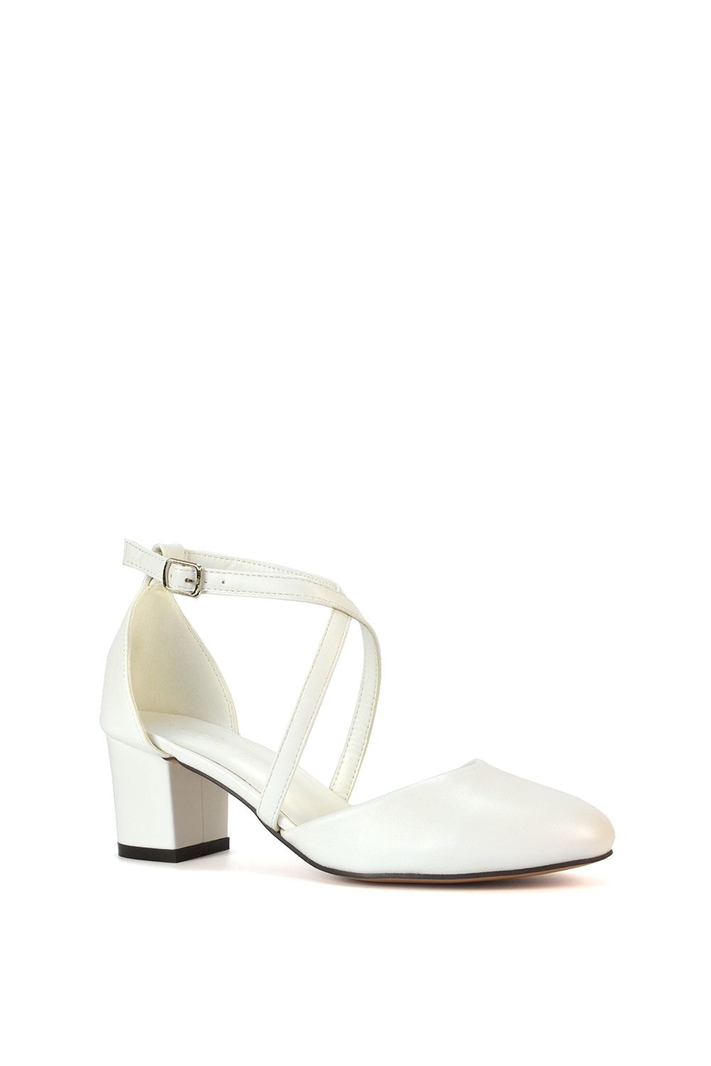 XY London 'Cindy' Strappy Mid Low Block Heel Court Shoes with Ankle Strap image 2