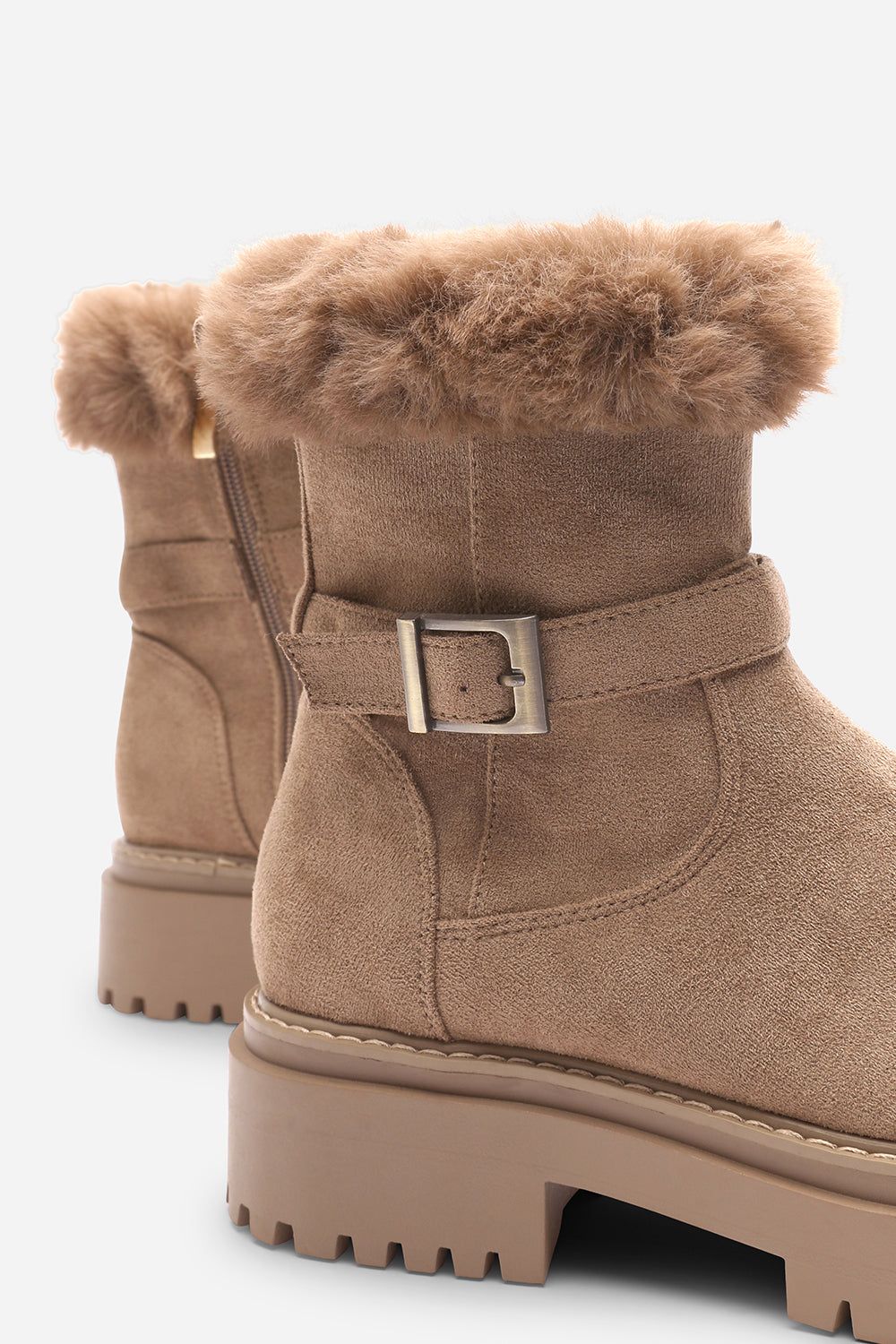 Where's That From 'Rayne' Suede Low Heel Ankle Boots with Faux Fur Cuff Buckle Detail image 5
