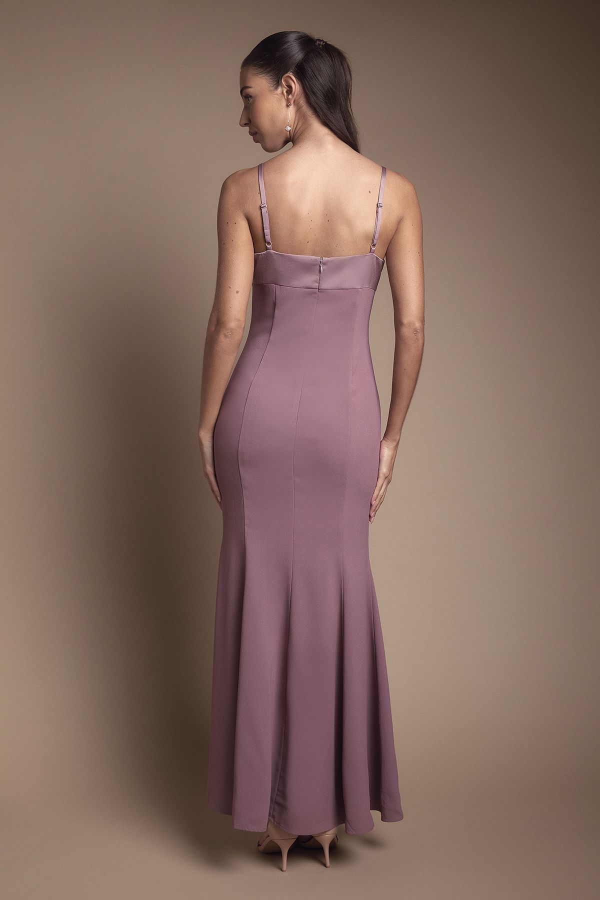 Coast Strappy V Neck Satin Trim Bridesmaid Dress Dusty Mauve image 3