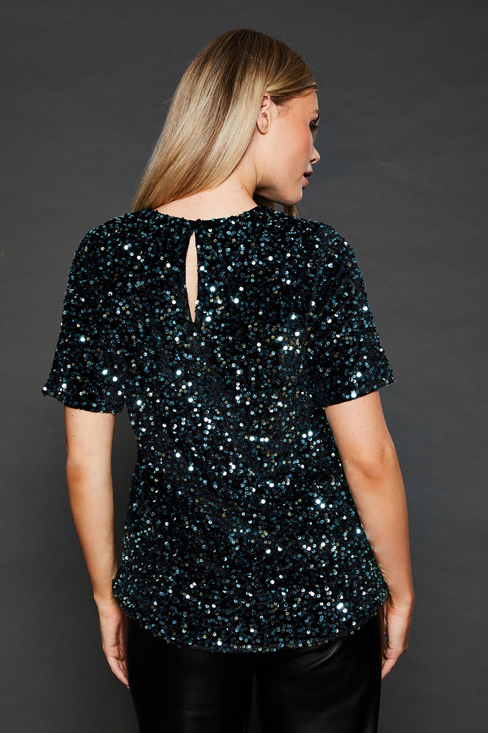 Dorothy Perkins Sequin T-shirt Turquoise image 3