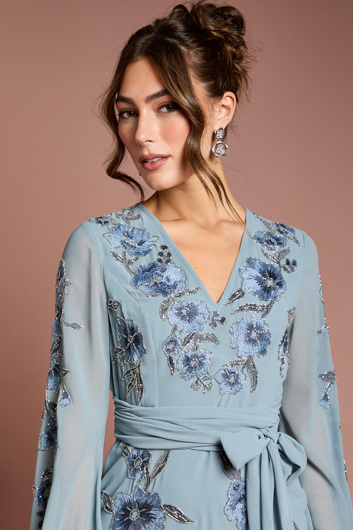 Coast Sequin Embellished And Embroidered High Low Maxi Dress Dusty Blue image 4