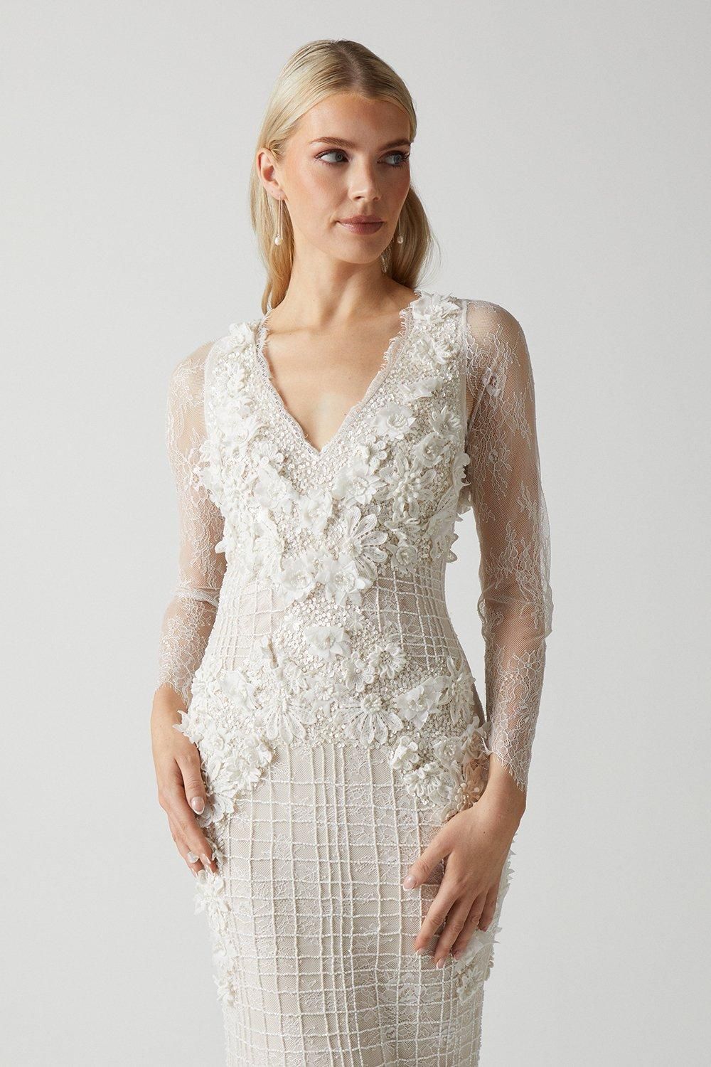 Coast 3d Floral Embellished Lace Wedding Dress Ivory image 2