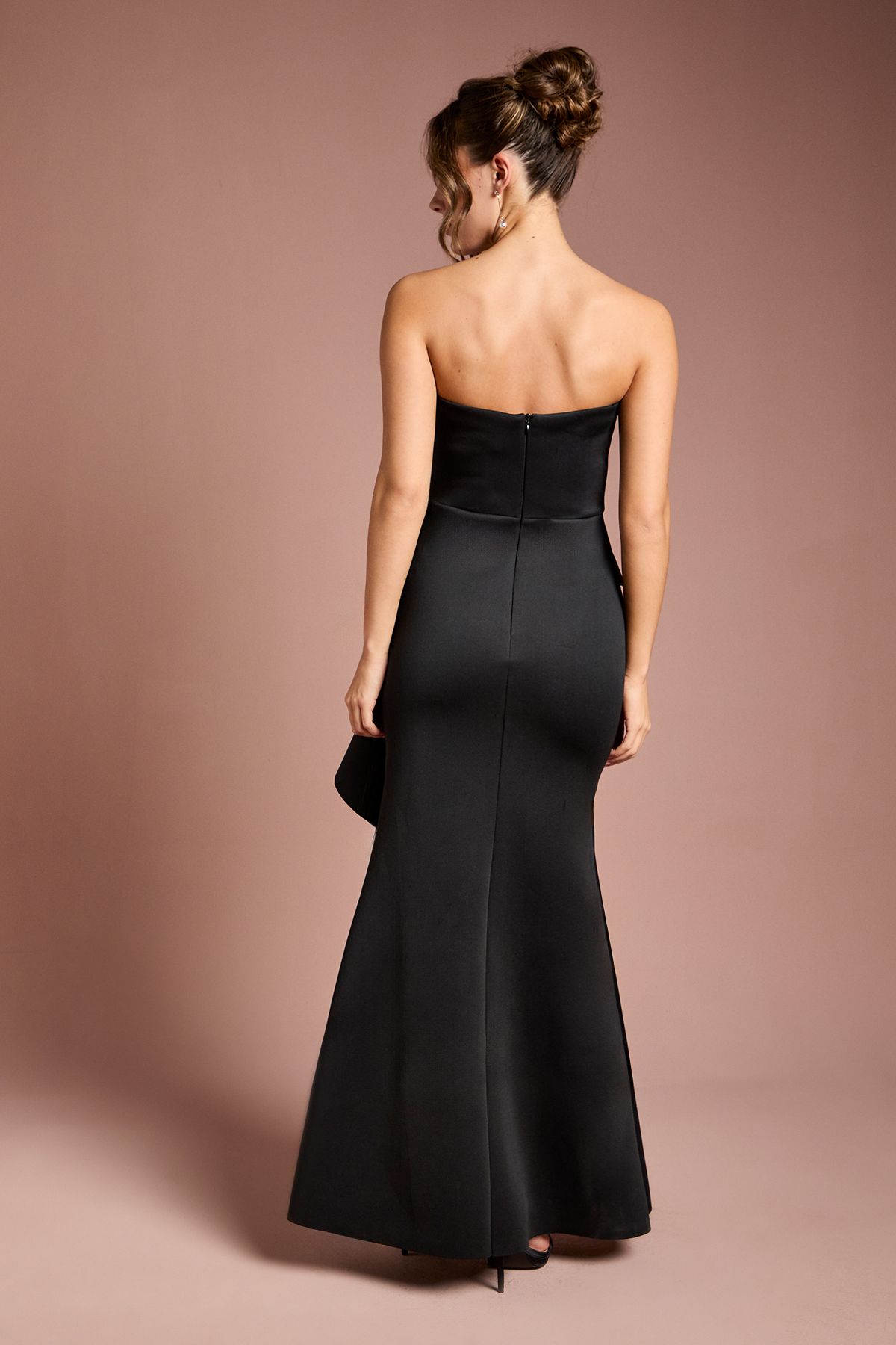 Coast Bandeau Ruffle Stretch Crepe Maxi Dress Black image 3