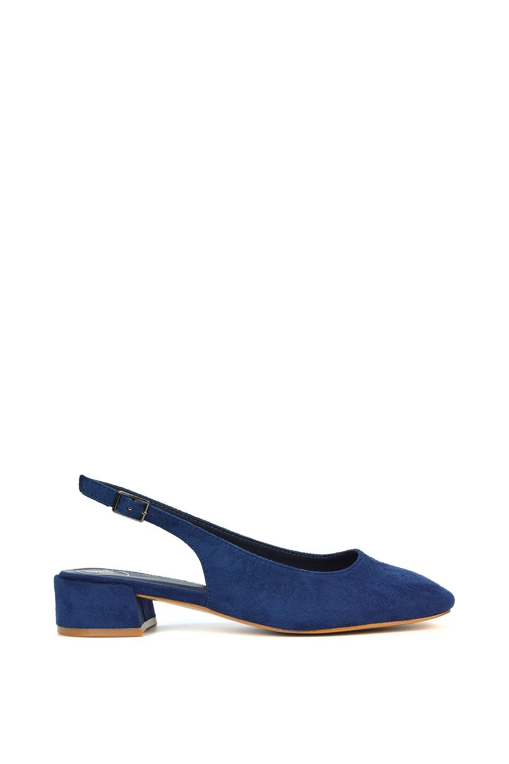 XY London 'Jilly' Square Toe Slingback Low Block Heel Court Shoes image 1