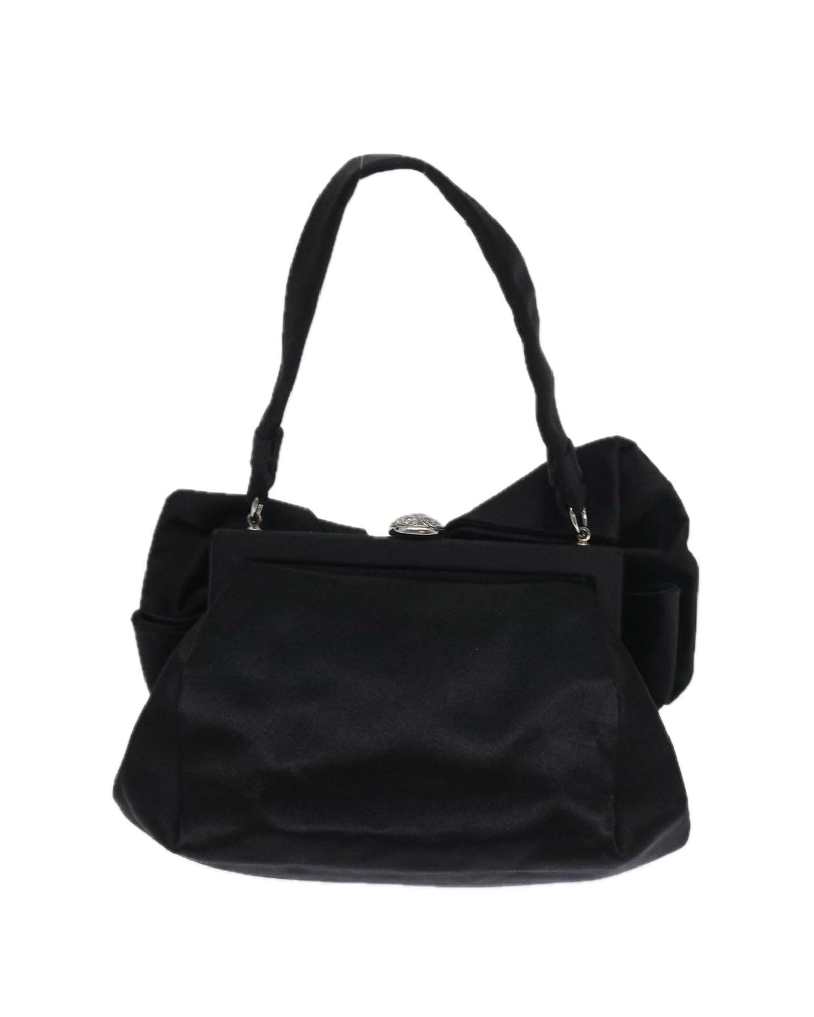 Valentino Preloved Bow Detail Handbag Black Satin Wo image 2