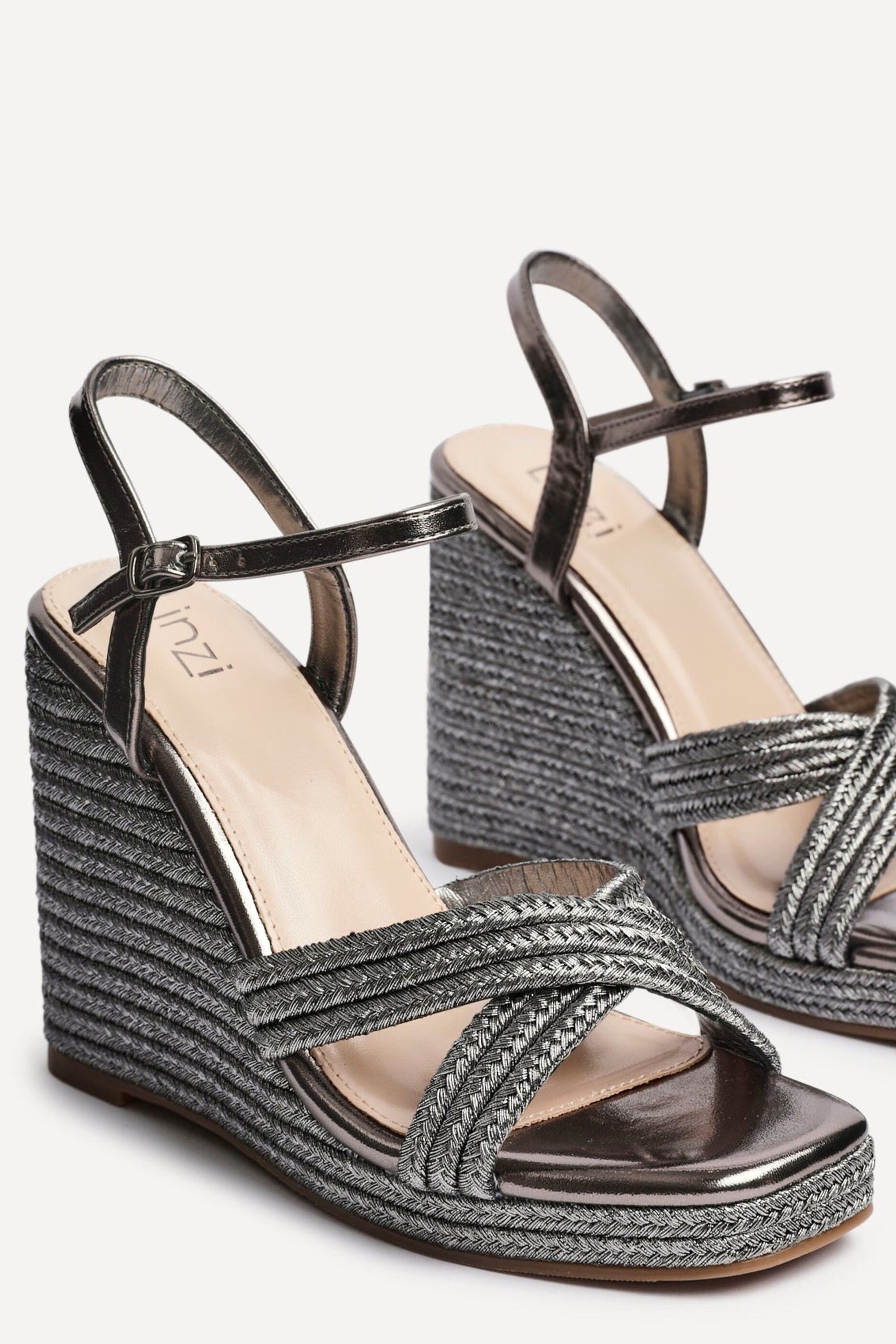 Linzi Nikki Pewter Rope Crossover Platform Wedge image 4