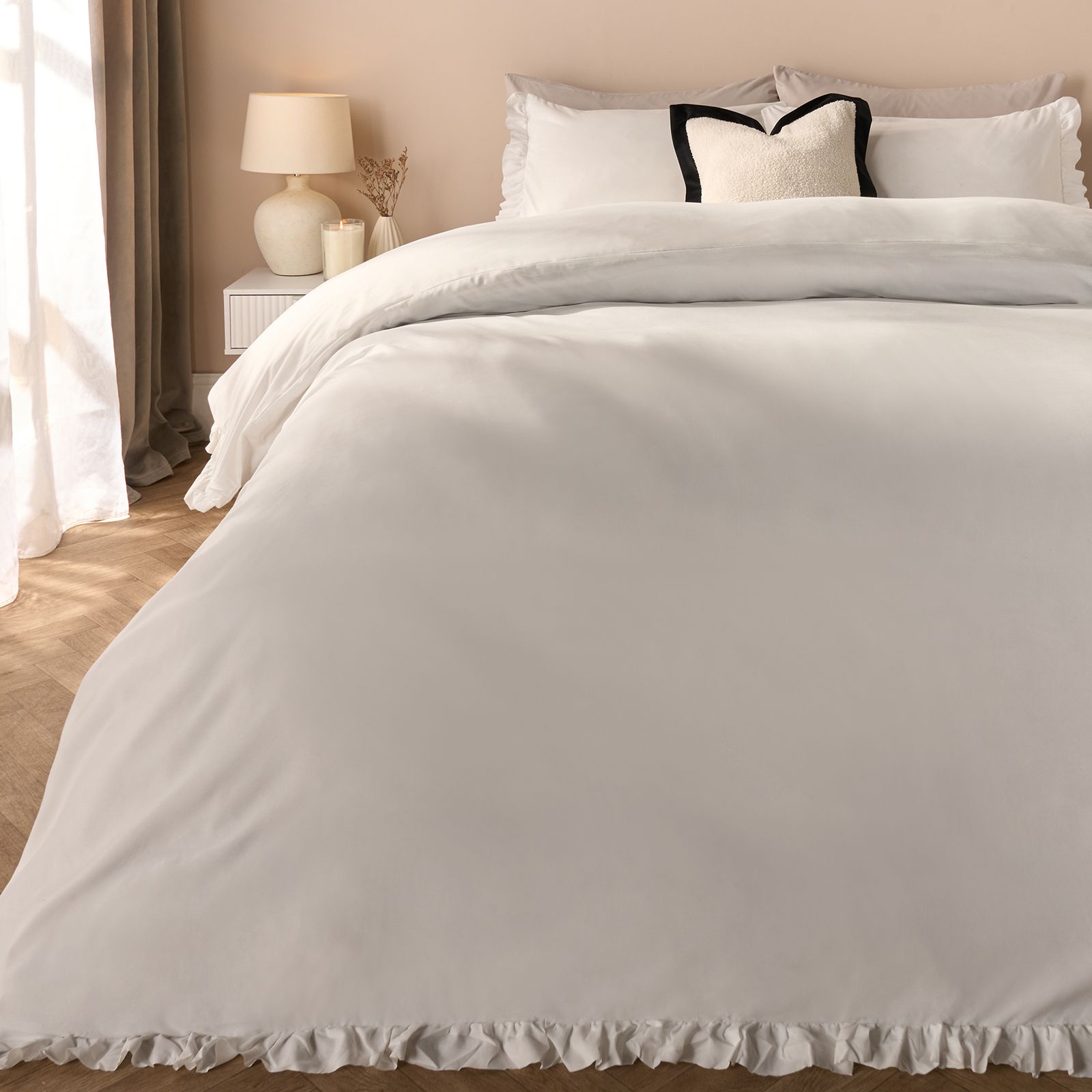 OHS Frill Edge Decor Duvet Cover with Pillowcase Bedding Set image 1