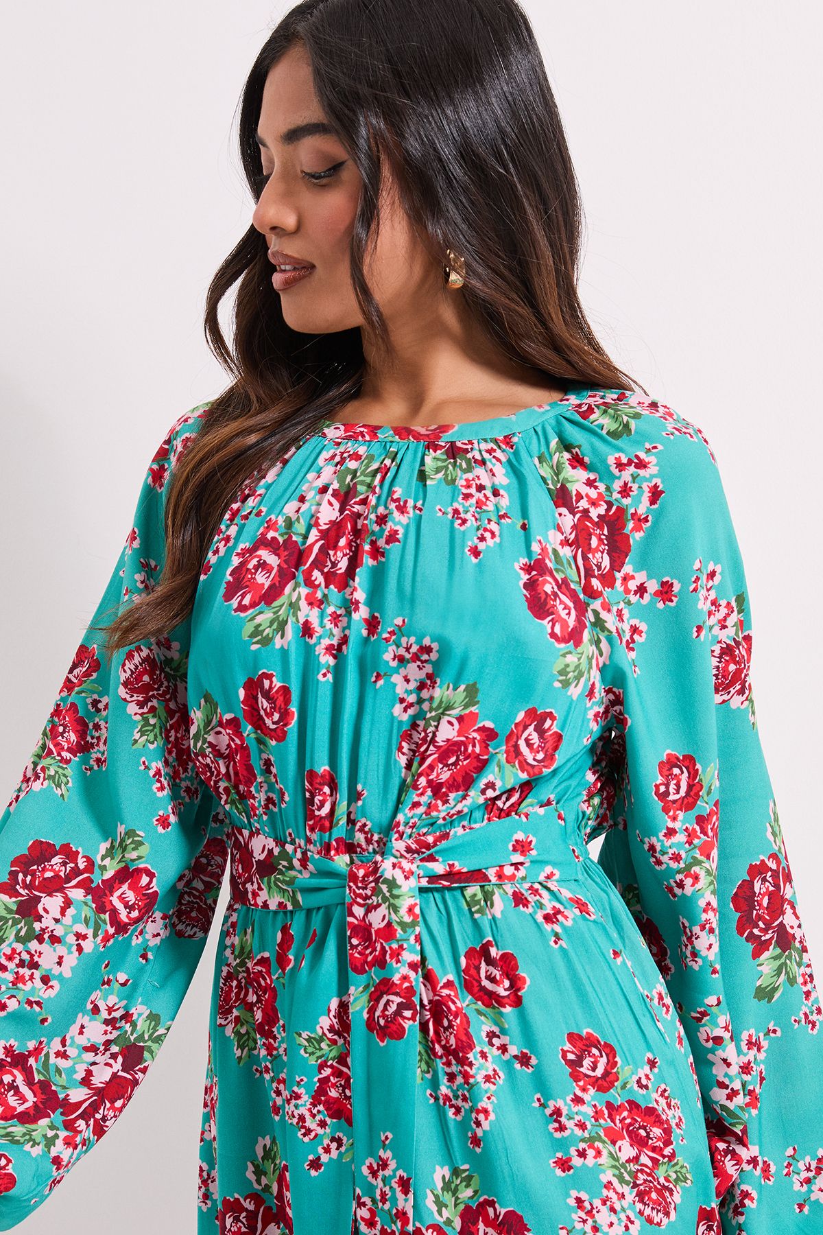 Dorothy Perkins Petite Floral Printed Blouson Sleeve Mini Dress Floral image 4