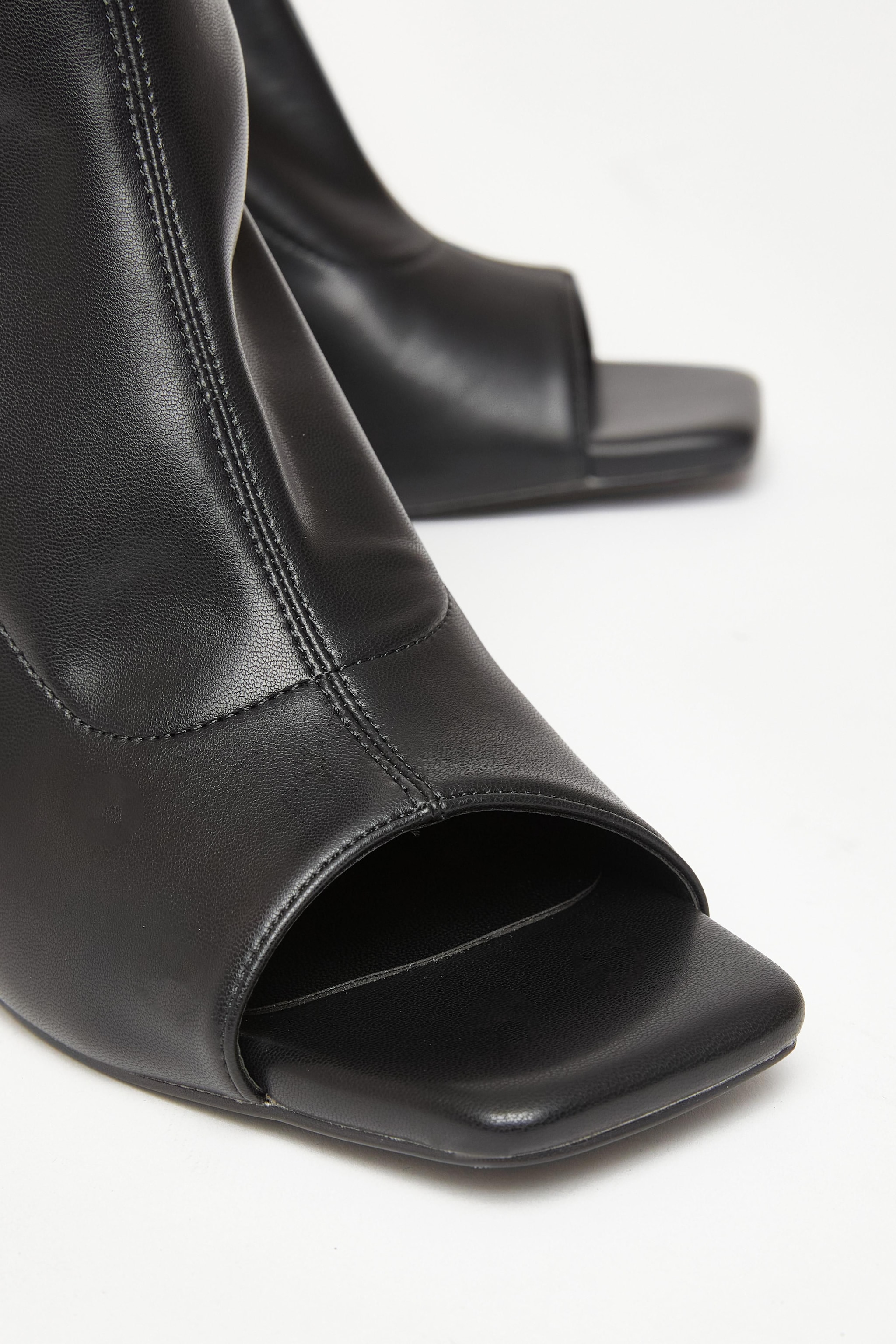 Quiz Black Faux Leather Peep Toe Boots image 4