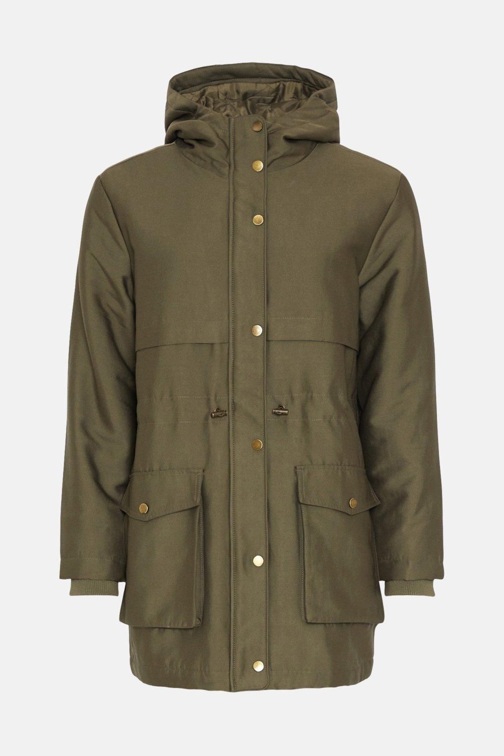 Oasis Padded Winter Midi Parka Coat Khaki image 4