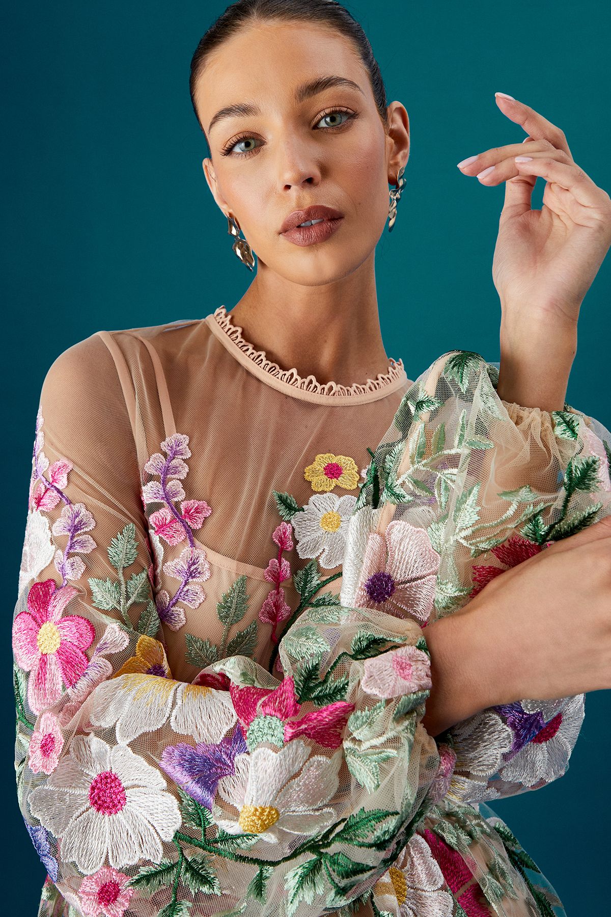 Coast Coast Muse Long Sleeve Embroidered Maxi Dress Multi image 4