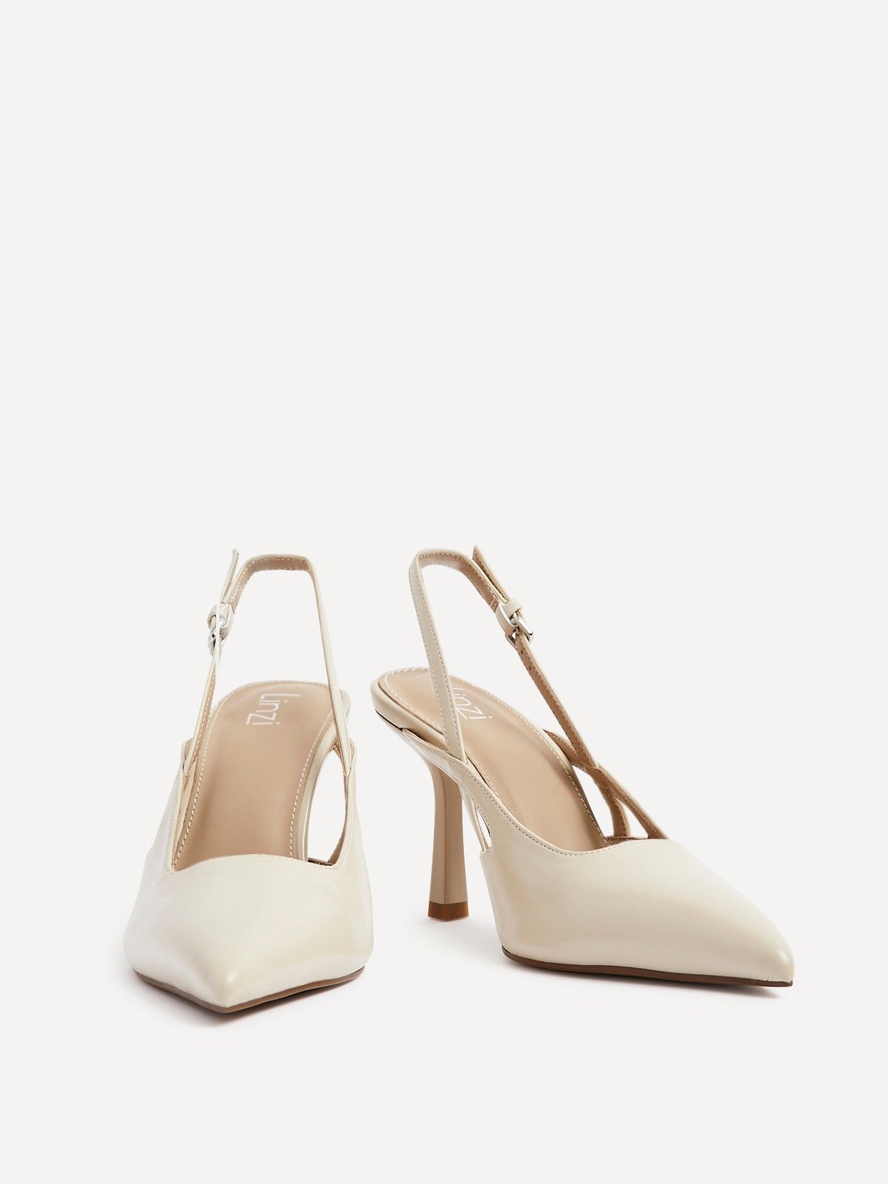 Linzi Rhea Nude Faux Leather Sling Back Court Heels image 3