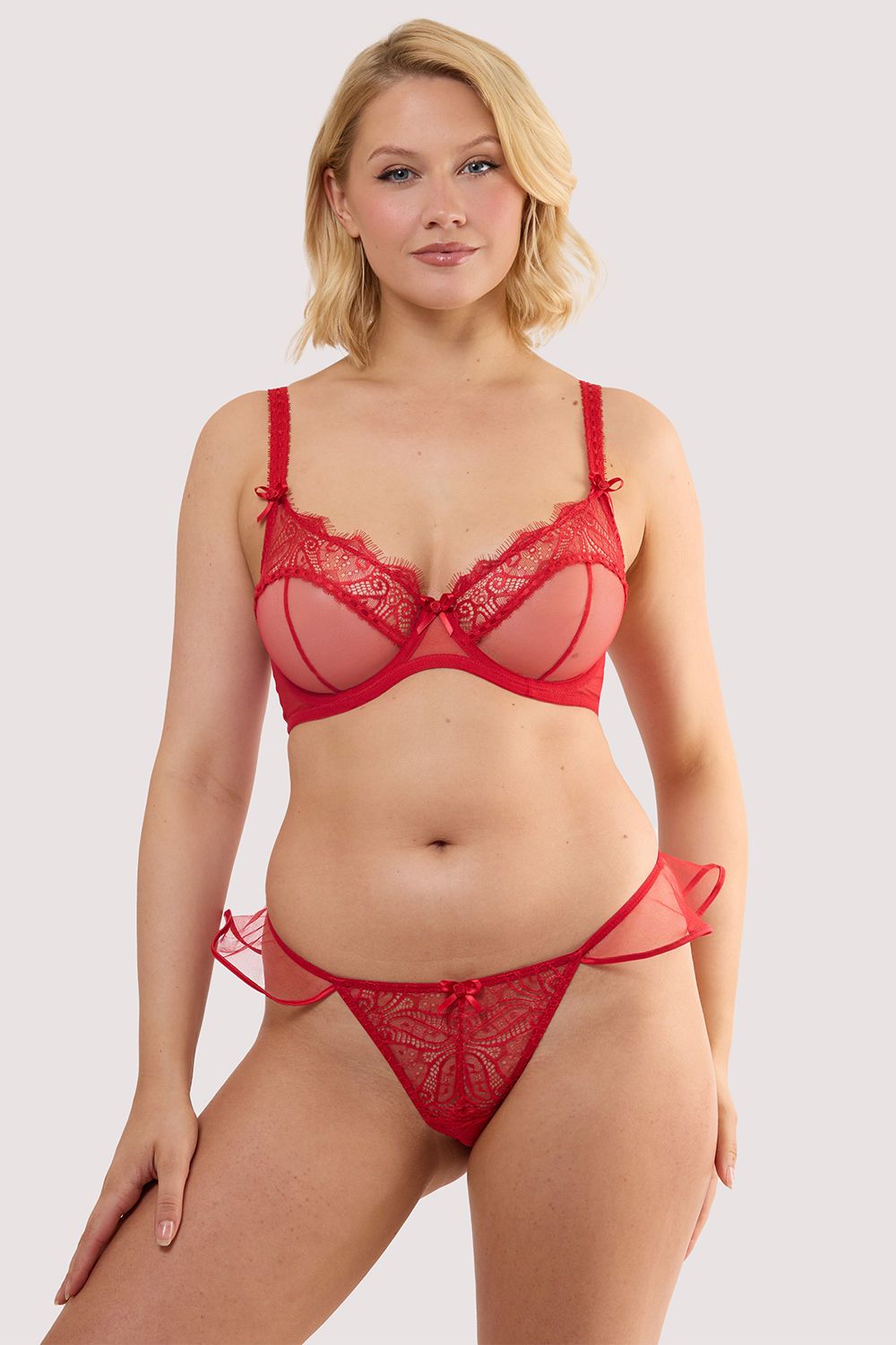 Playful Promises Monica Red Ribbon Slot Lace 'Bra' image 5
