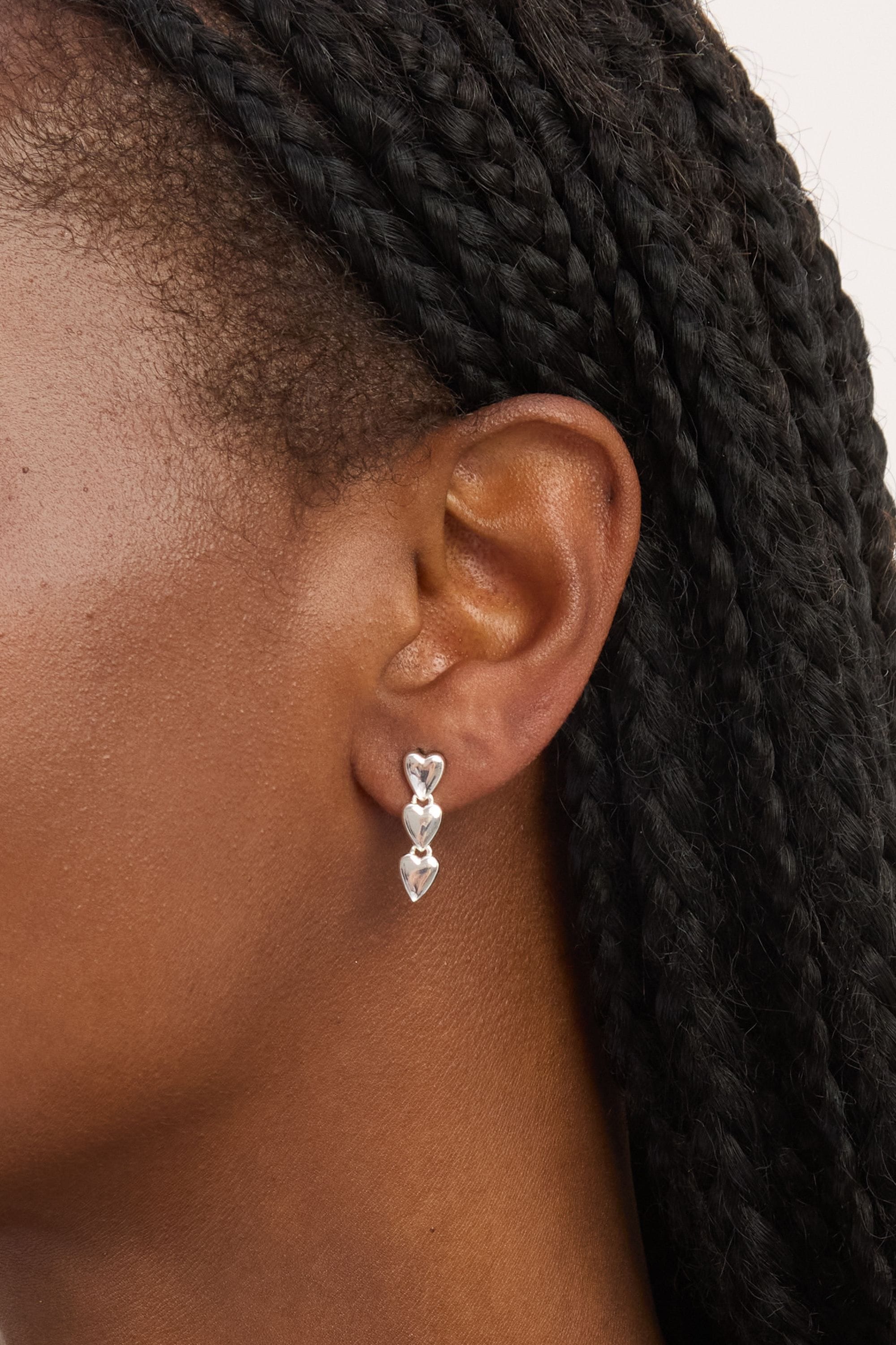 Simply Silver Sterling Silver 925 Polished Triple Heart Drop Earrings image 2