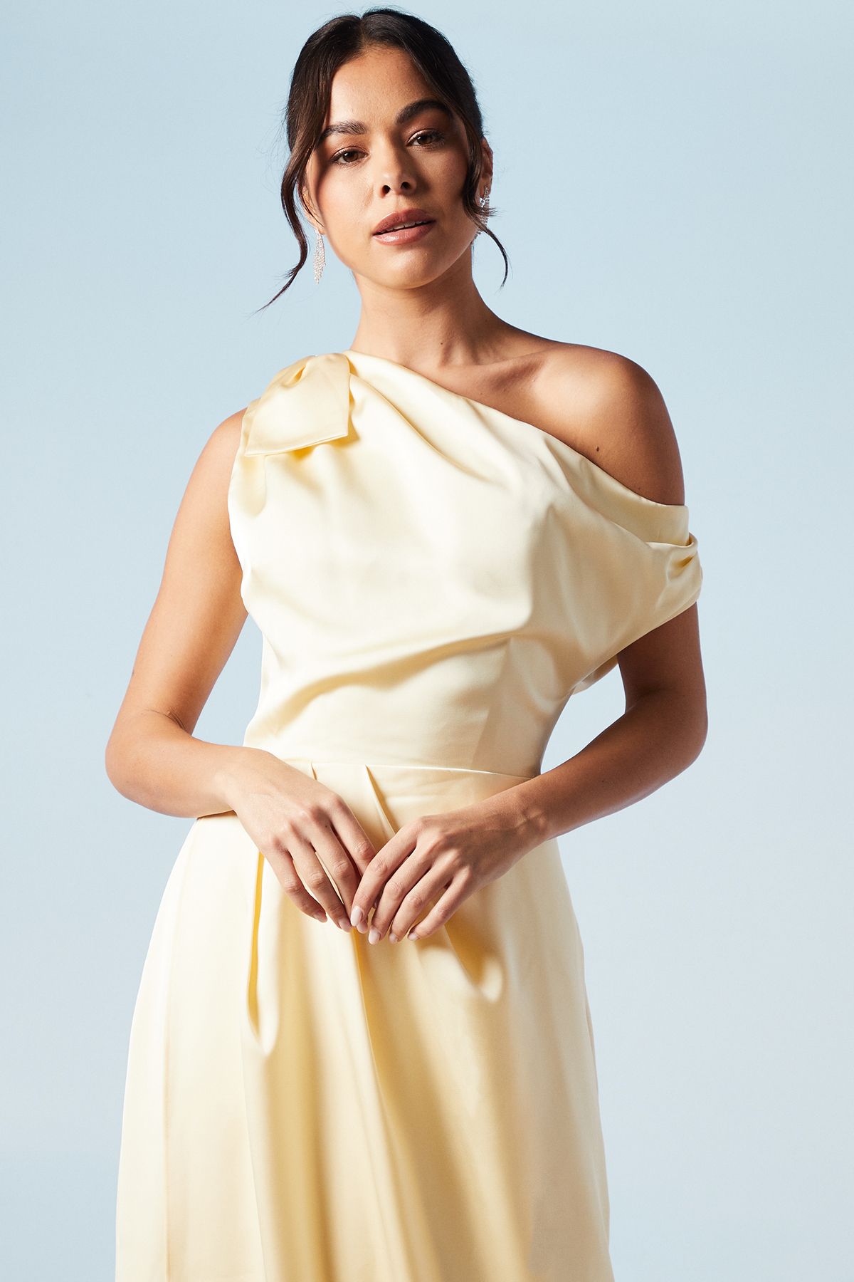 Coast Fallen Shoulder Bow Detail Bridesmaid Maxi Dress Lemon image 4