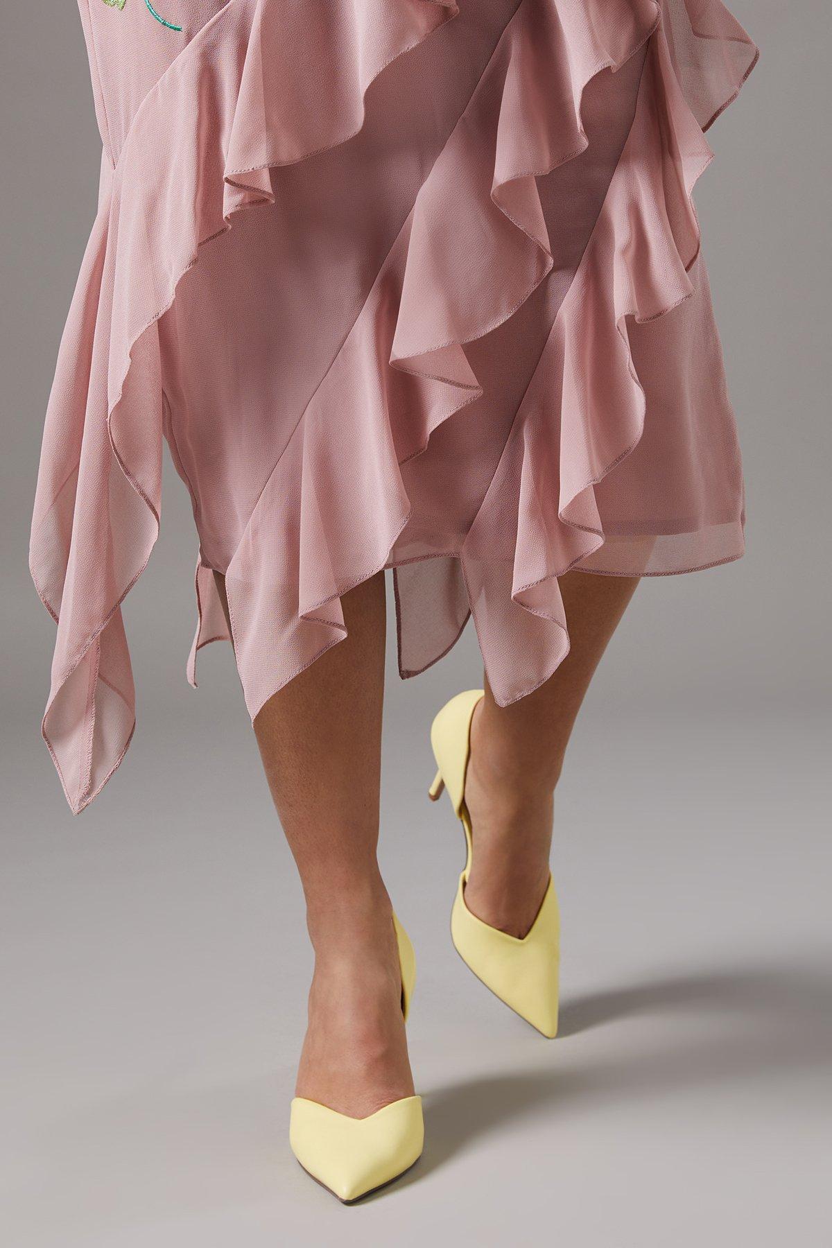 Coast Sinitta Faux Leather Pointed Two Part High Stiletto Heel Court Shoes Butter image 2