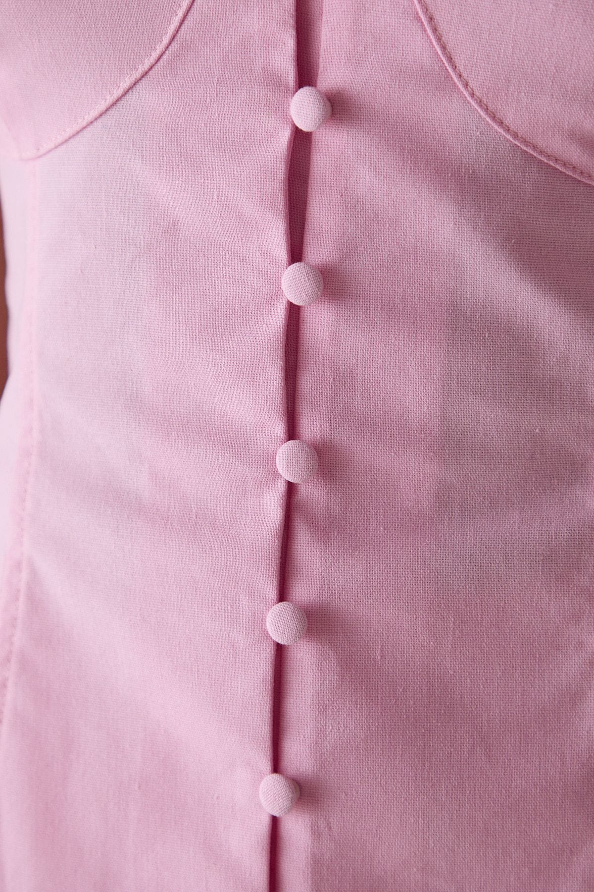 Warehouse Linen Blend Button Through Sleeveless Top Pink image 5