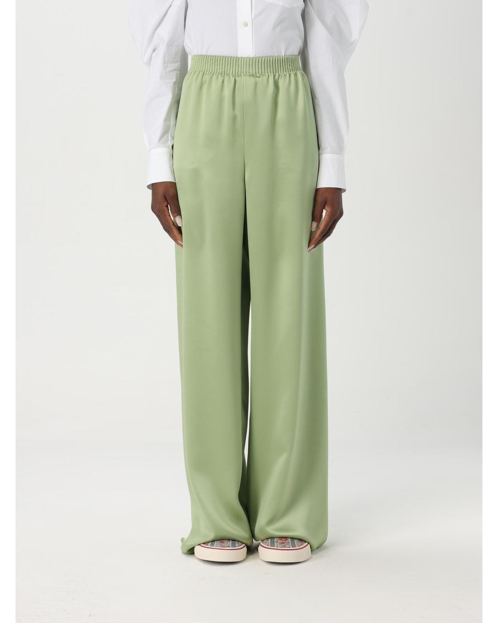 Valentino Wide Leg Elastic Waist Pants Wo - Green image 1