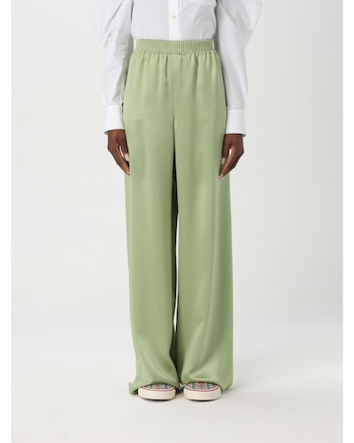 Valentino Wide Leg Elastic Waist Pants Wo - Green
