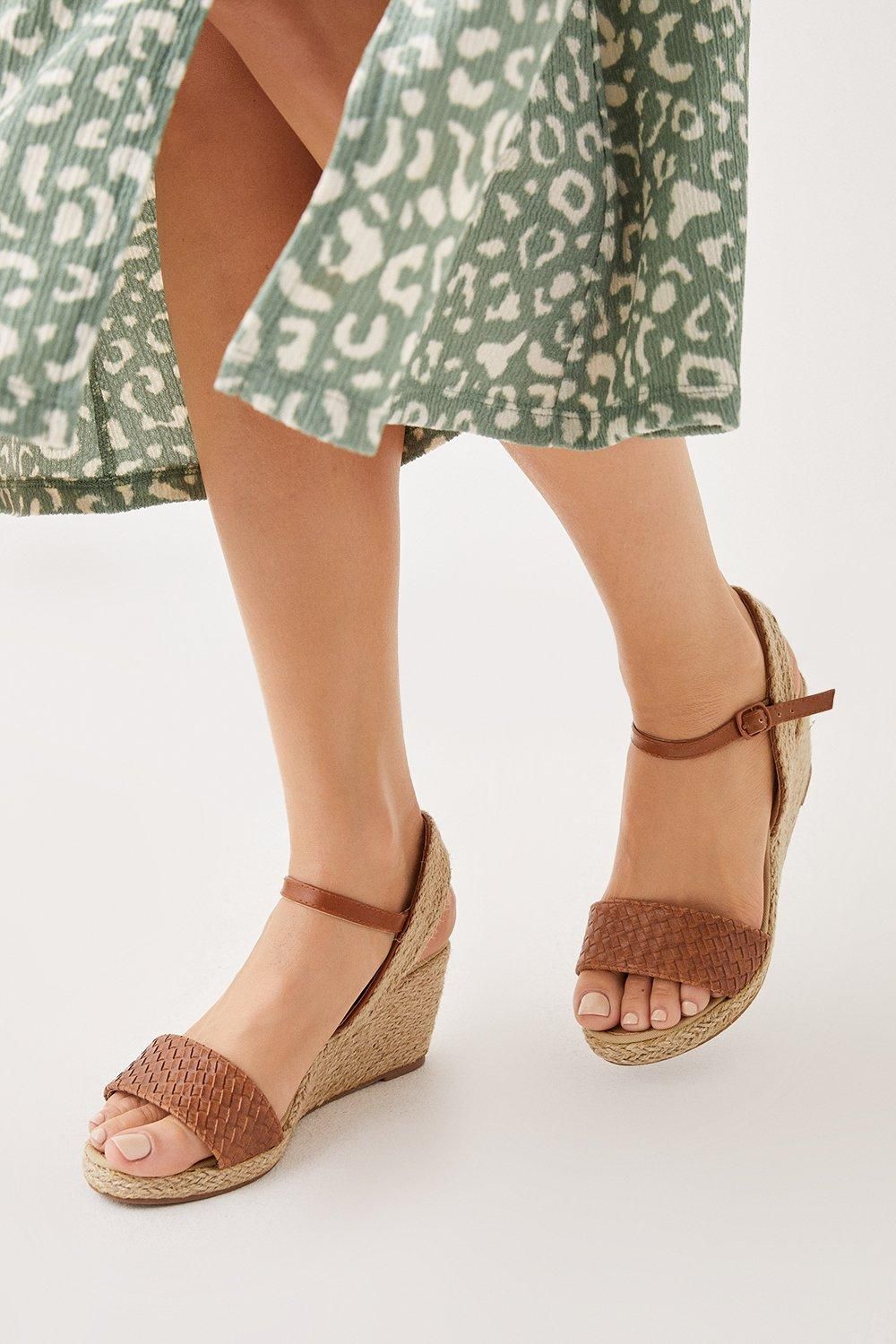 Dorothy Perkins Ruben Low Woven Espadrille Wedges Tan