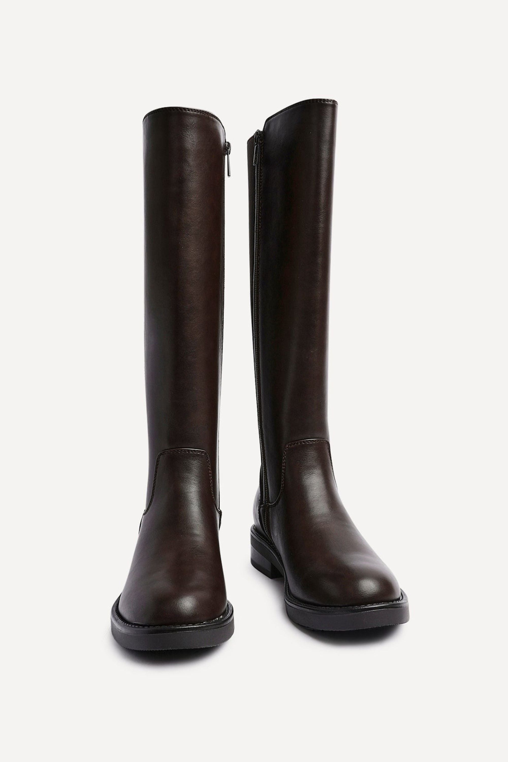 Linzi League Brown Faux Leather High Leg Boot image 3