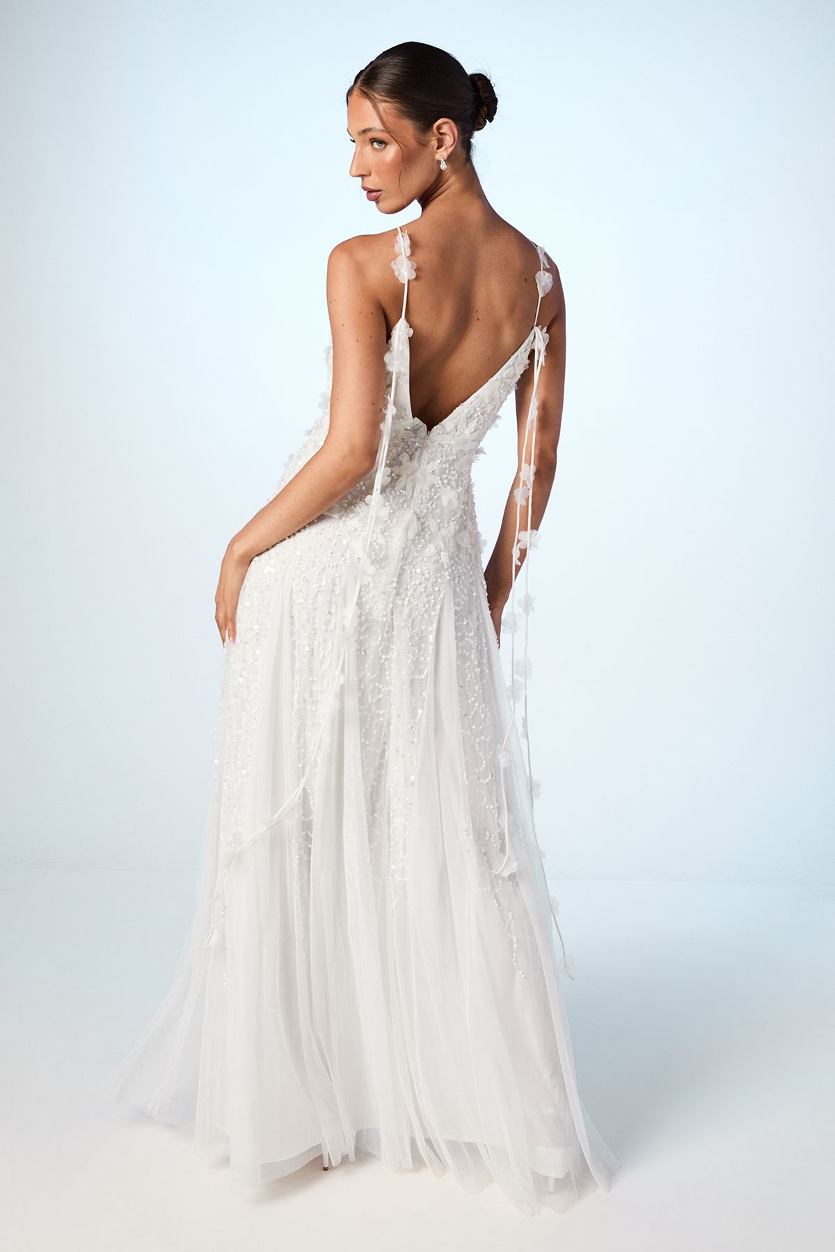 Coast Floral Embellished Tulle Wedding Dress Ivory image 3