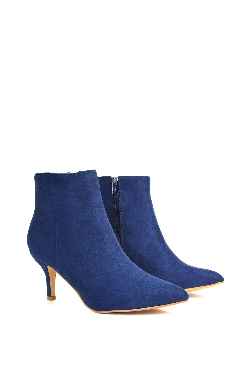 XY London 'Anastsia' Low Mid Kitten High Heel Stiletto Zip-Up Ankle Boots image 5