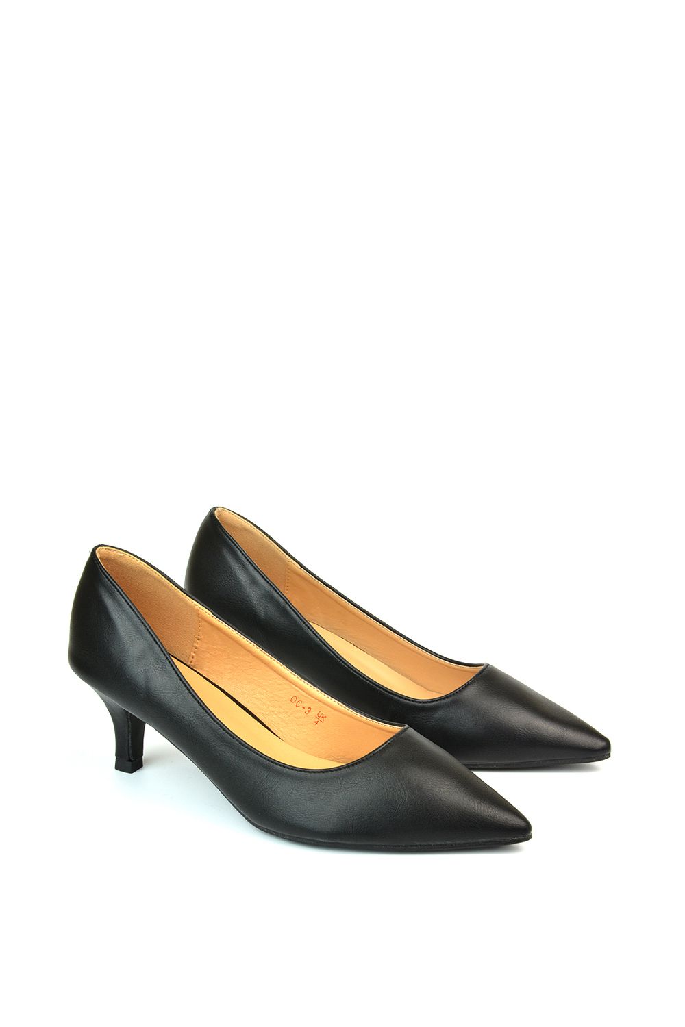 XY London 'Cali' Pointed Toe Low Stiletto Kitten High Heel Court Shoes image 5