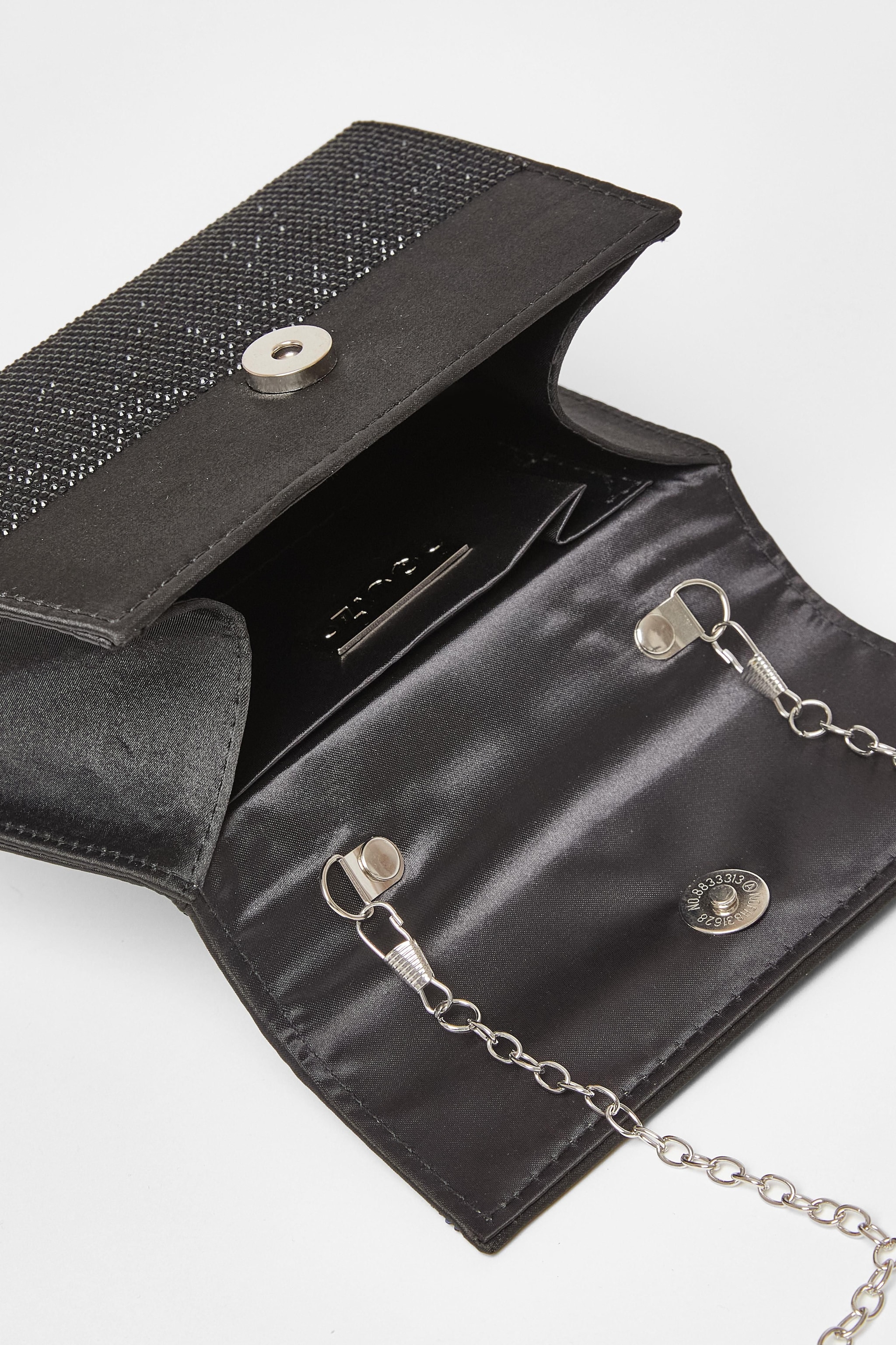 Quiz Black Diamante Top Handle Bag image 2