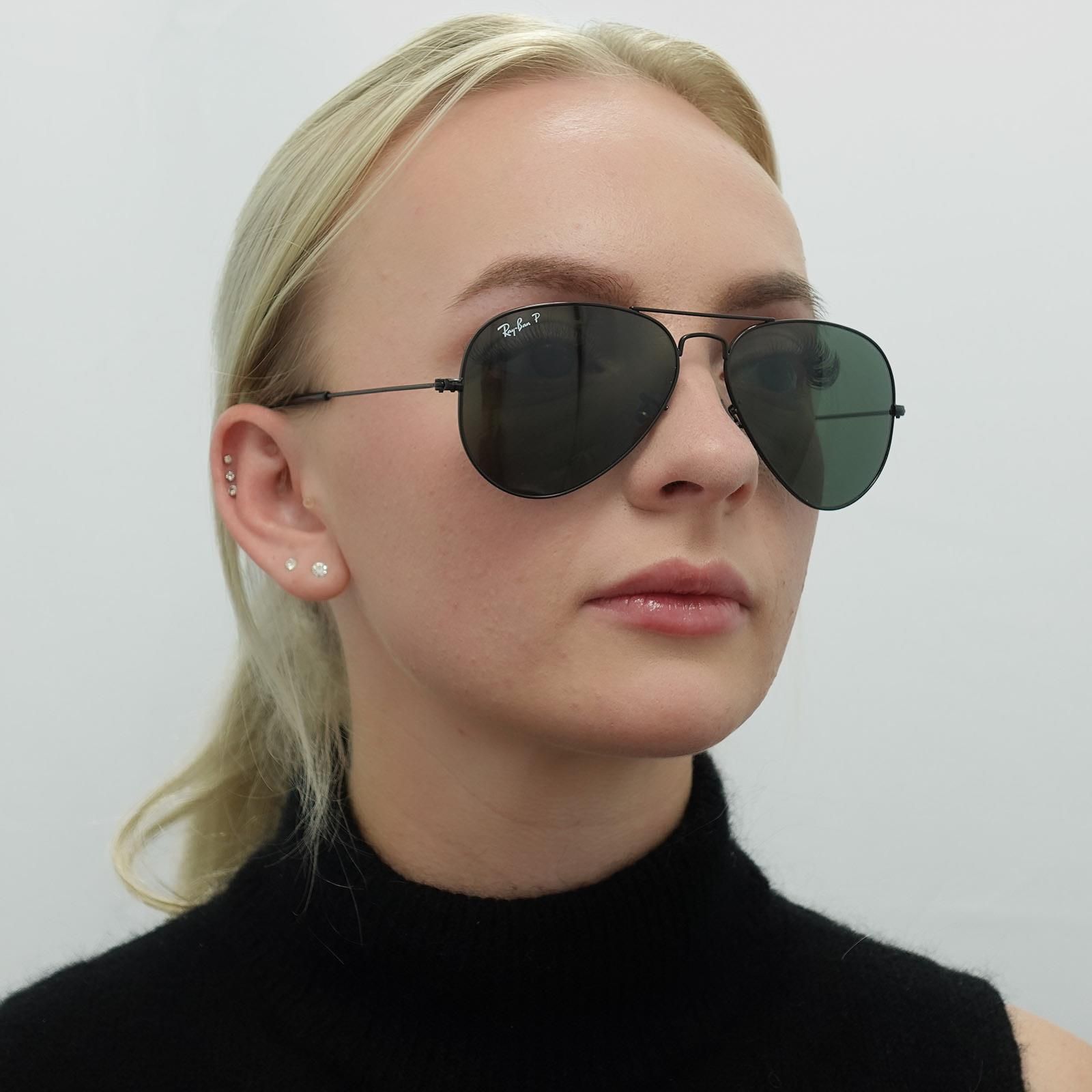 Ray-Ban Aviator Black Green Polarized Aviator 3025 Sunglasses image 7