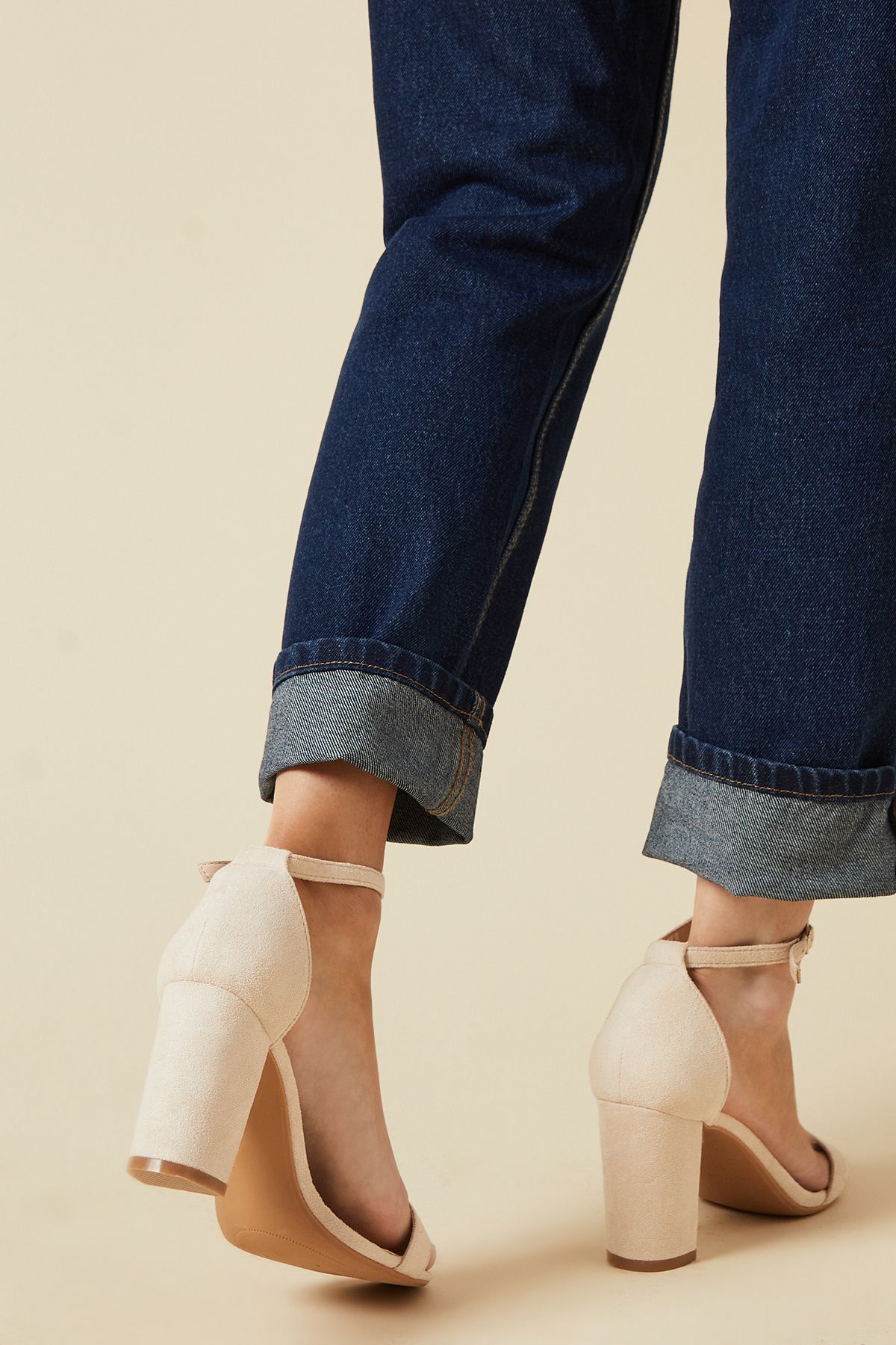 Dorothy Perkins Spark High Block Heel Sandals Beige image 3