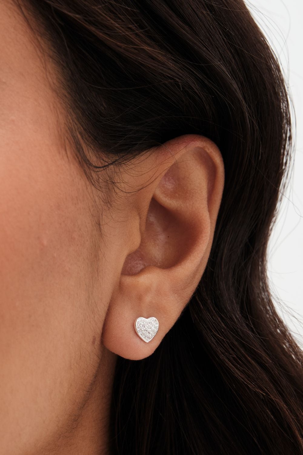 Simply Silver Simply Silver Sterling Silver 925 Pave Heart Stud Earrings image 3