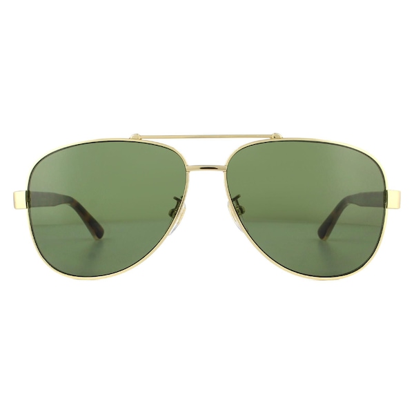 Gucci Aviator Gold and Havana Crystal Green GG0528S Sunglasses