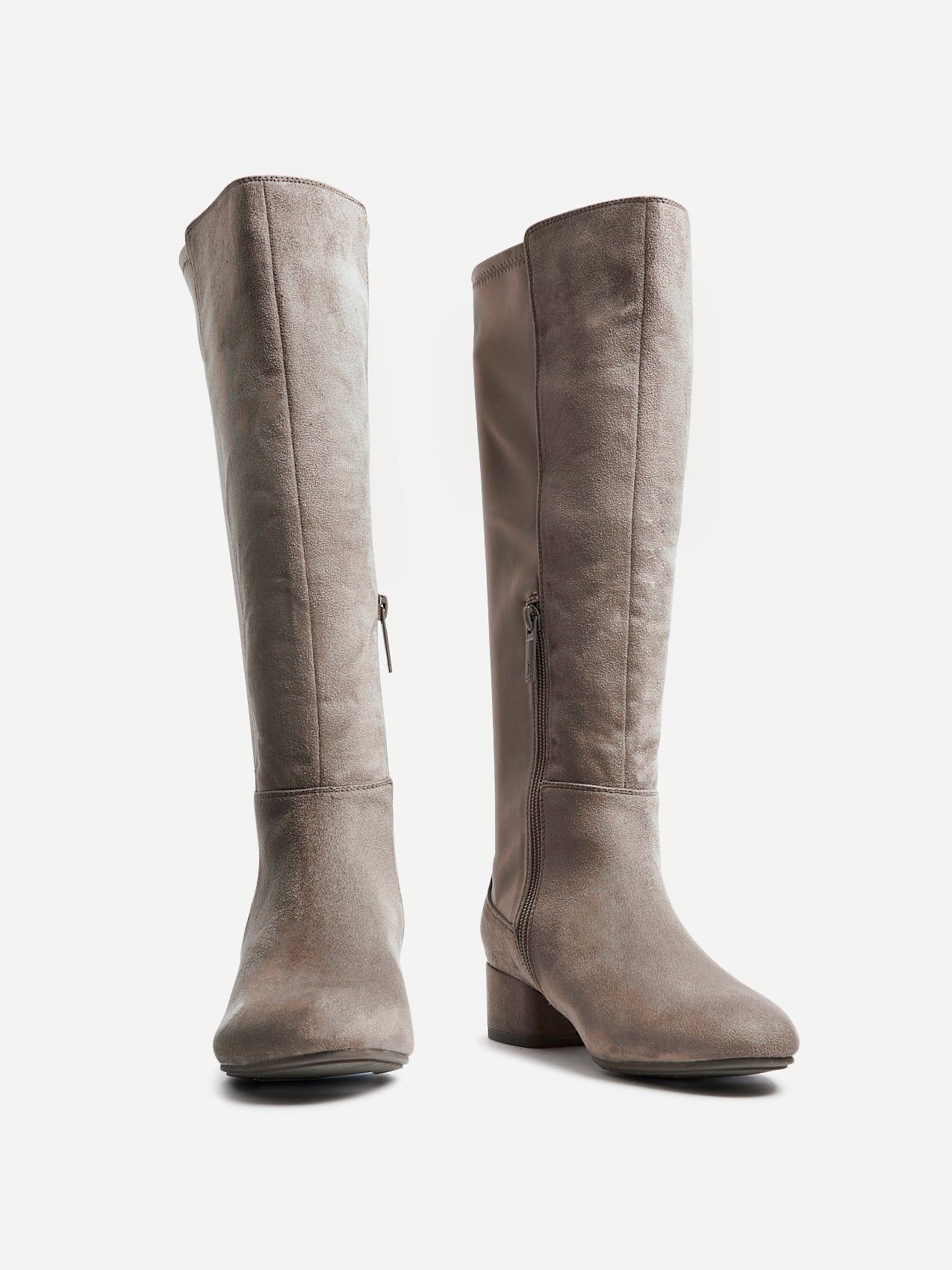 Linzi Sloane Mocha Faux Suede Long Low Heeled Boot image 3