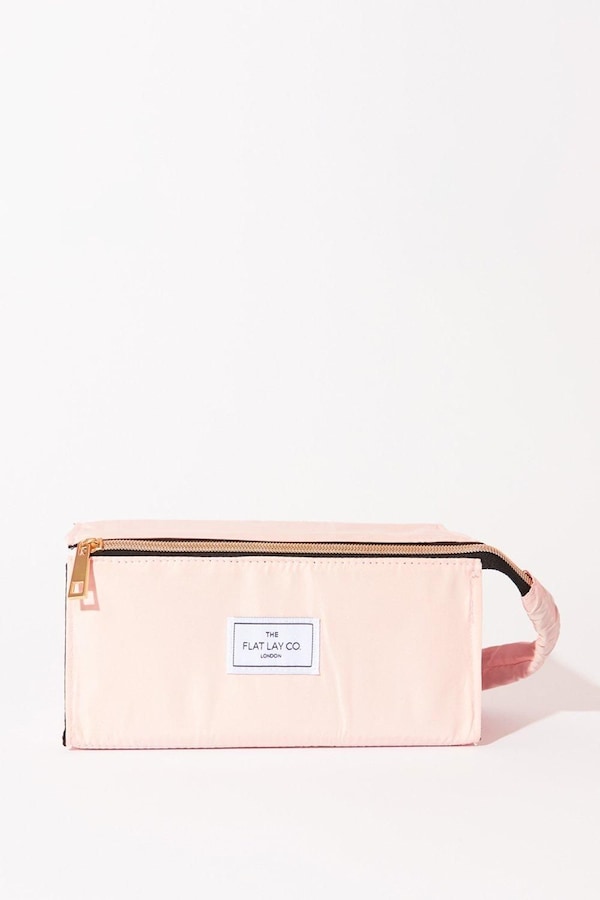 The Flat Lay Co Blush Pink Open Flat Makeup Box Bag Light Pink